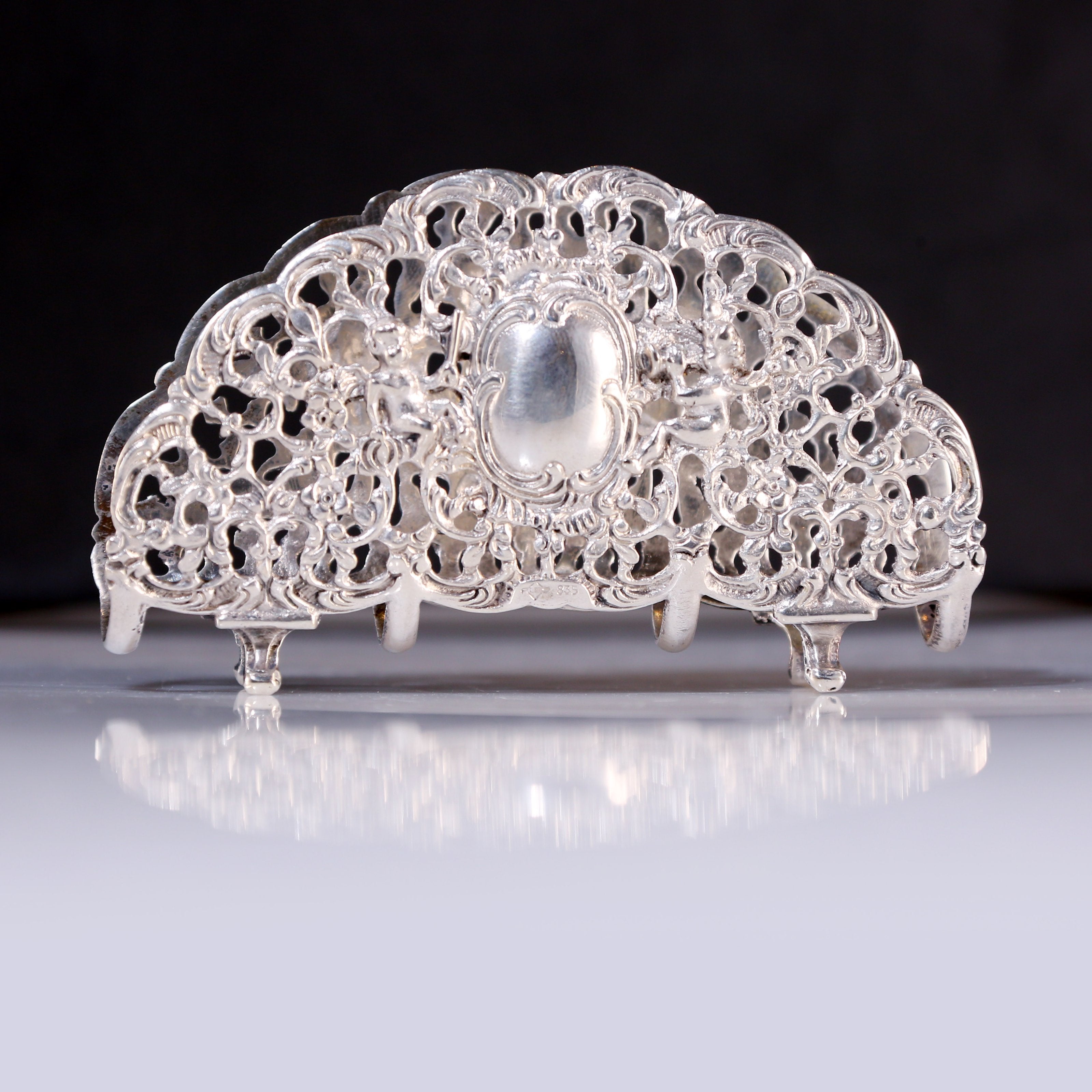 European antique angel sterling silver rose tissue holder