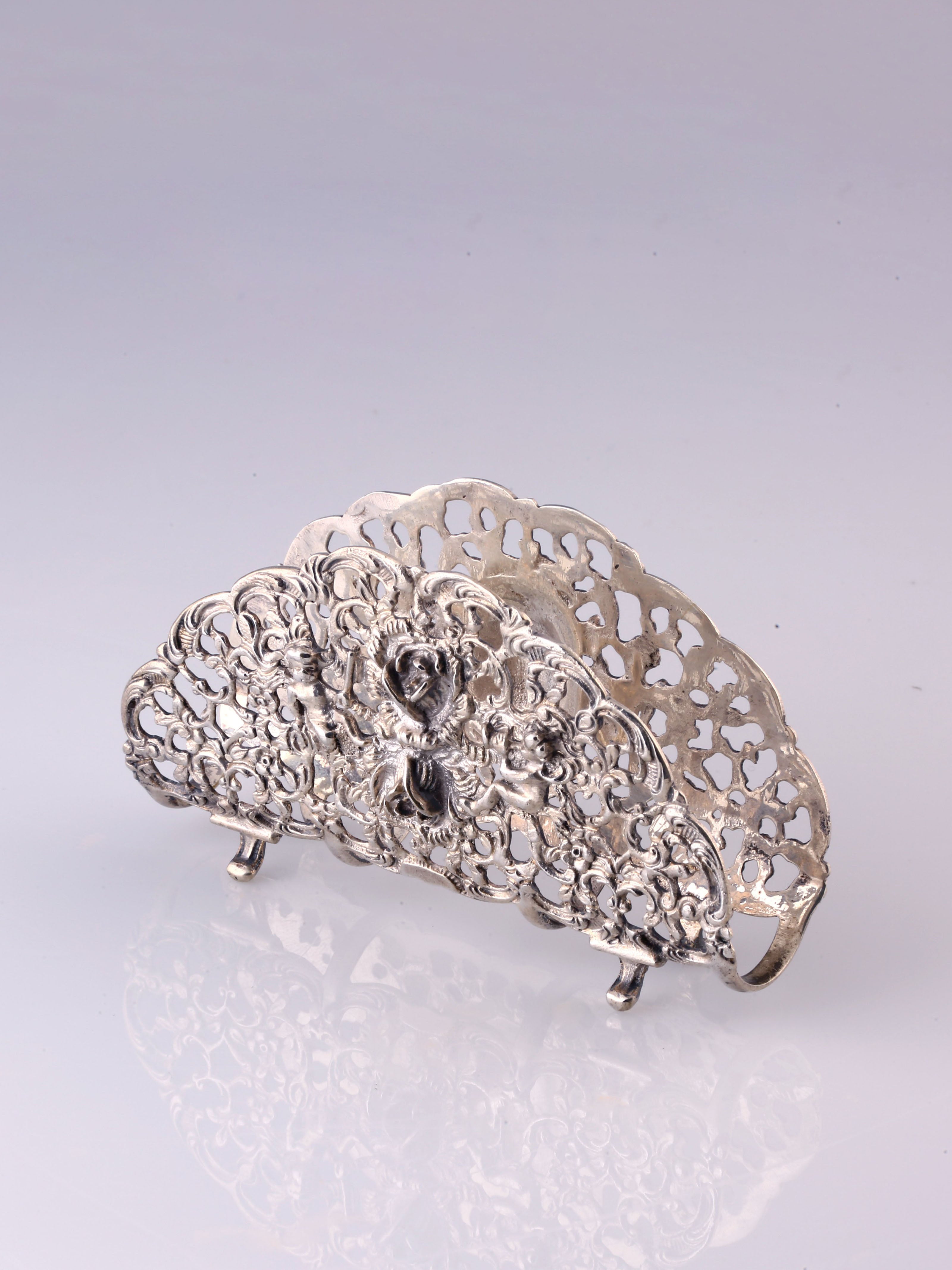 European antique angel sterling silver rose tissue holder