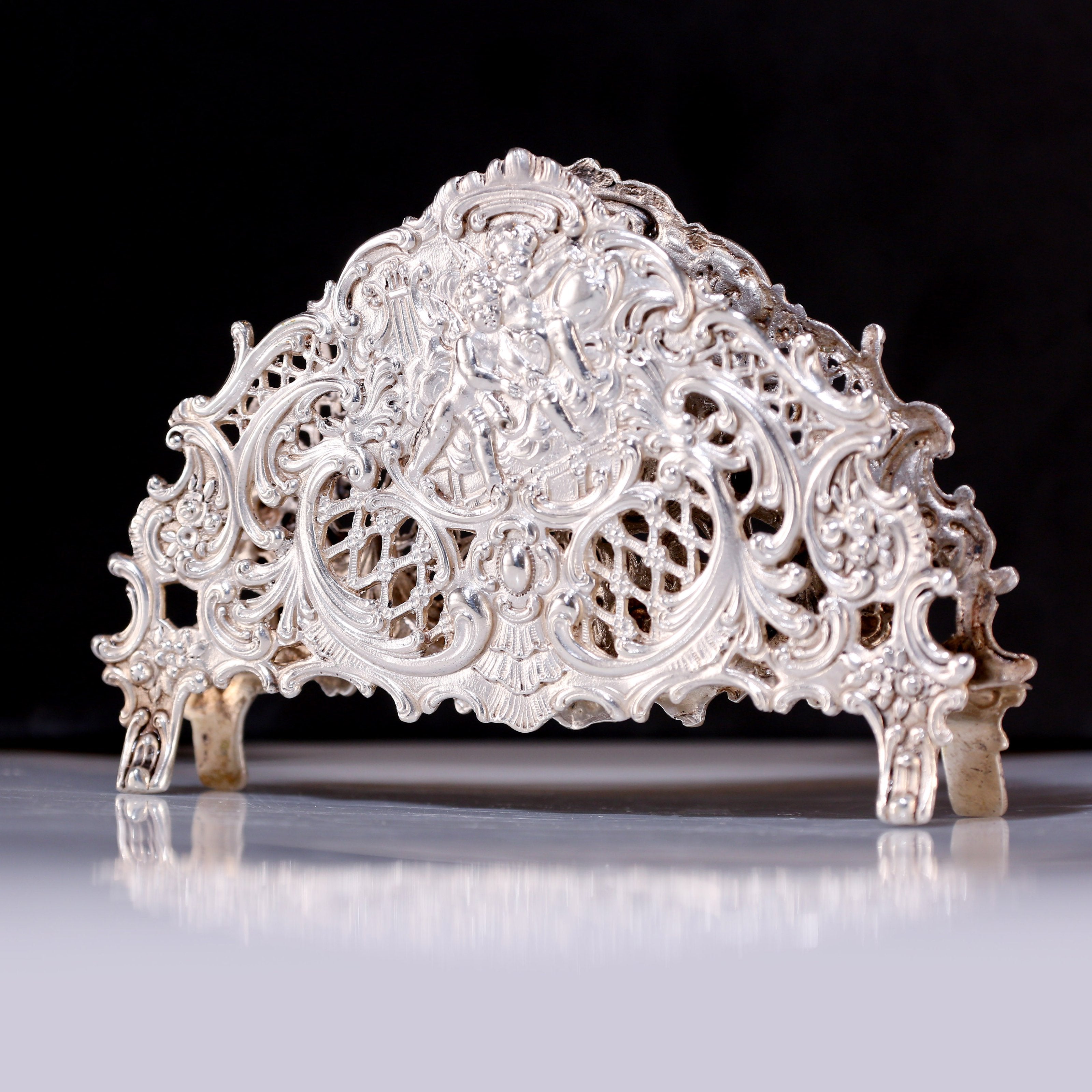 European antique sterling silver angel tissue holder