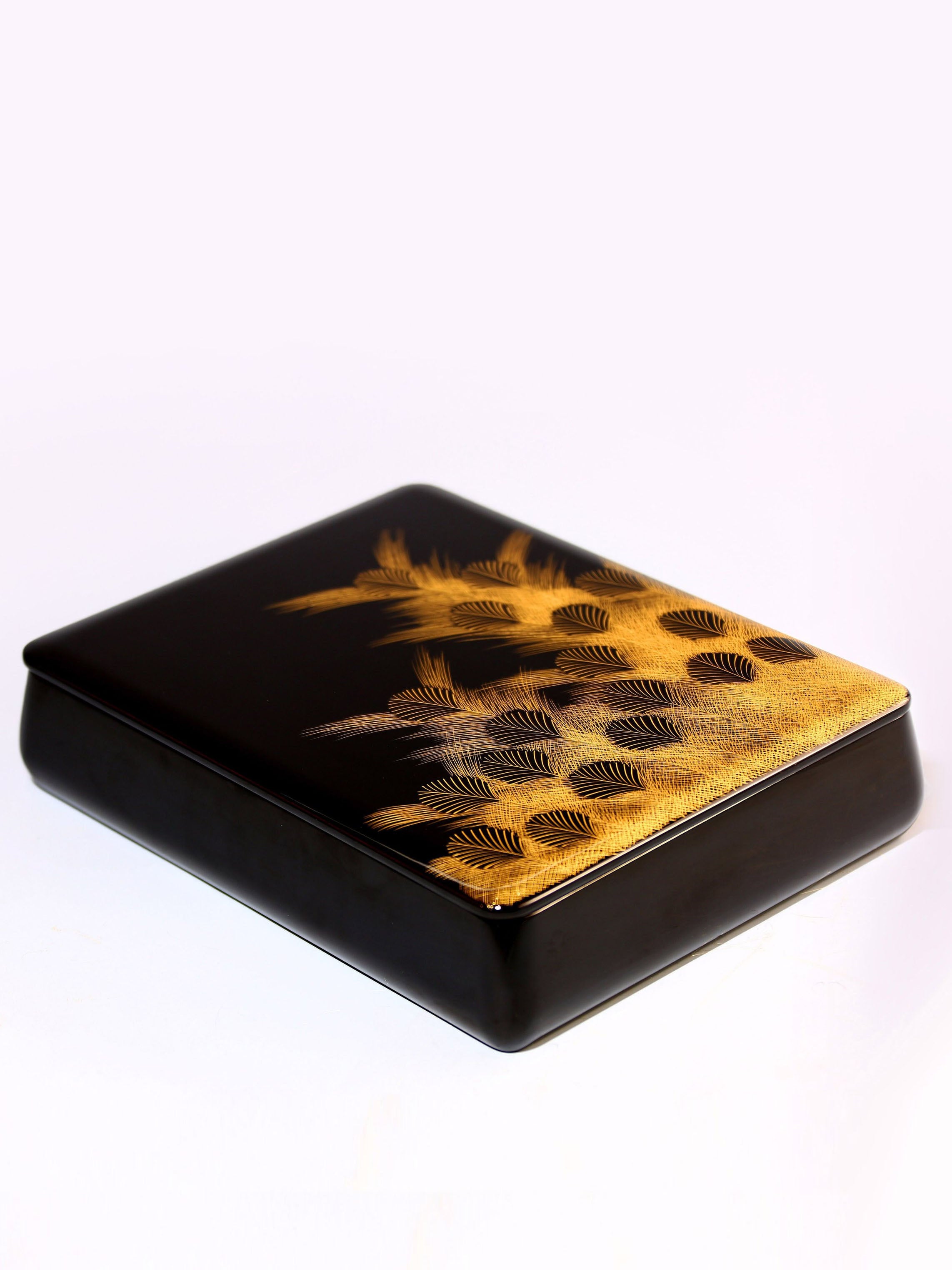 Japanese lacquerware, gold-plated Shiko stone writing box