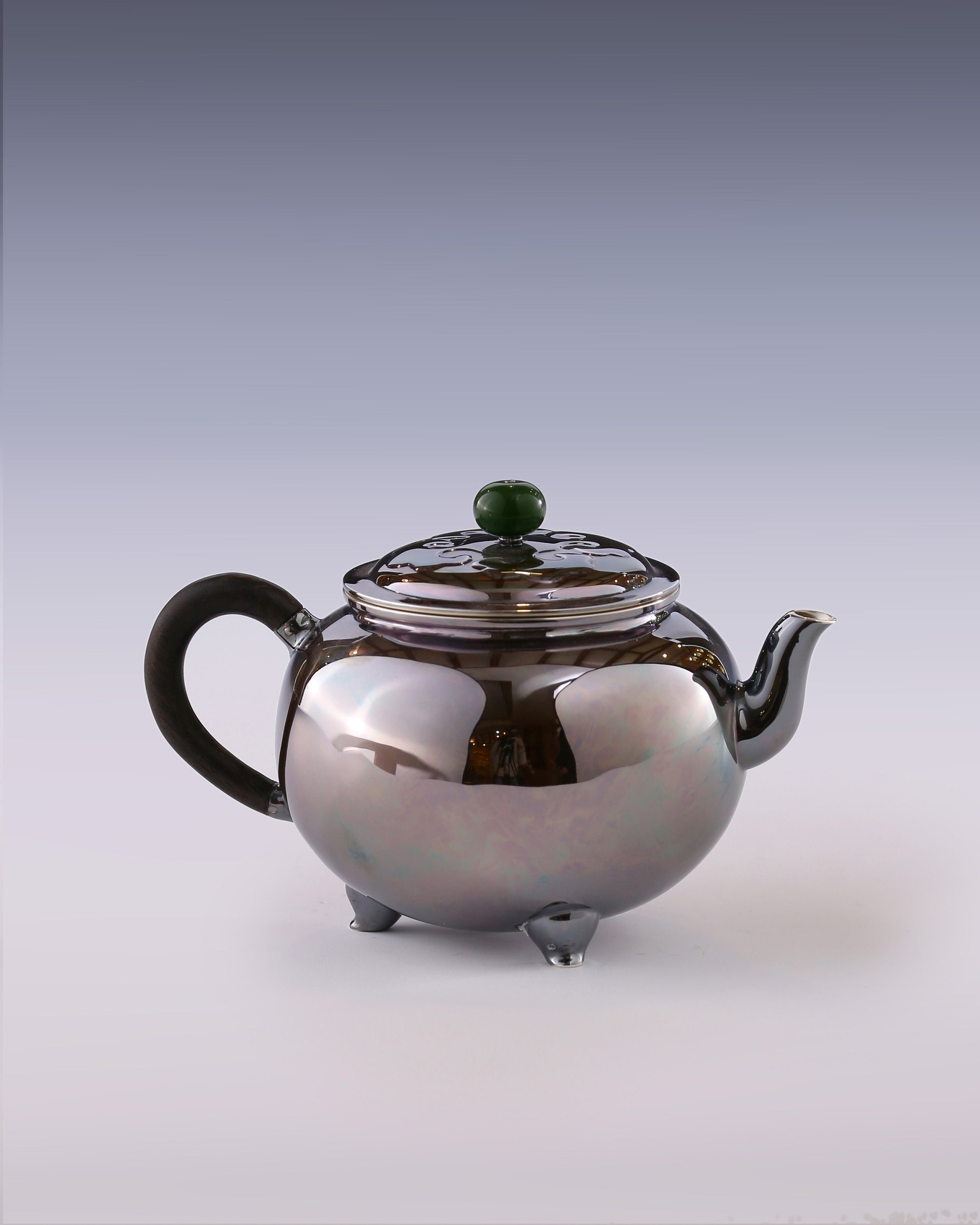 Da Bin Ruyi Three-Legged Pure Silver Teapot