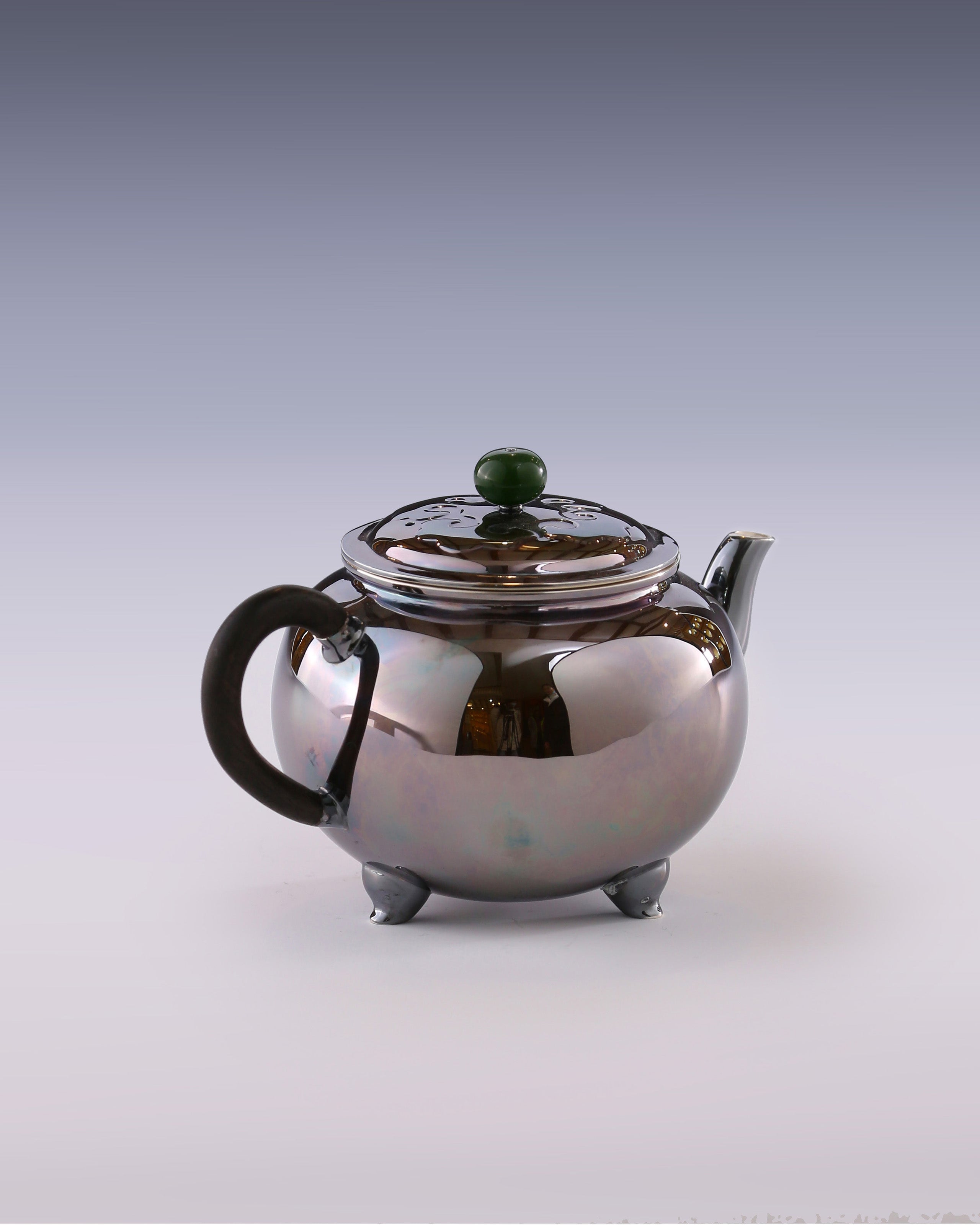 Da Bin Ruyi Three-Legged Pure Silver Teapot