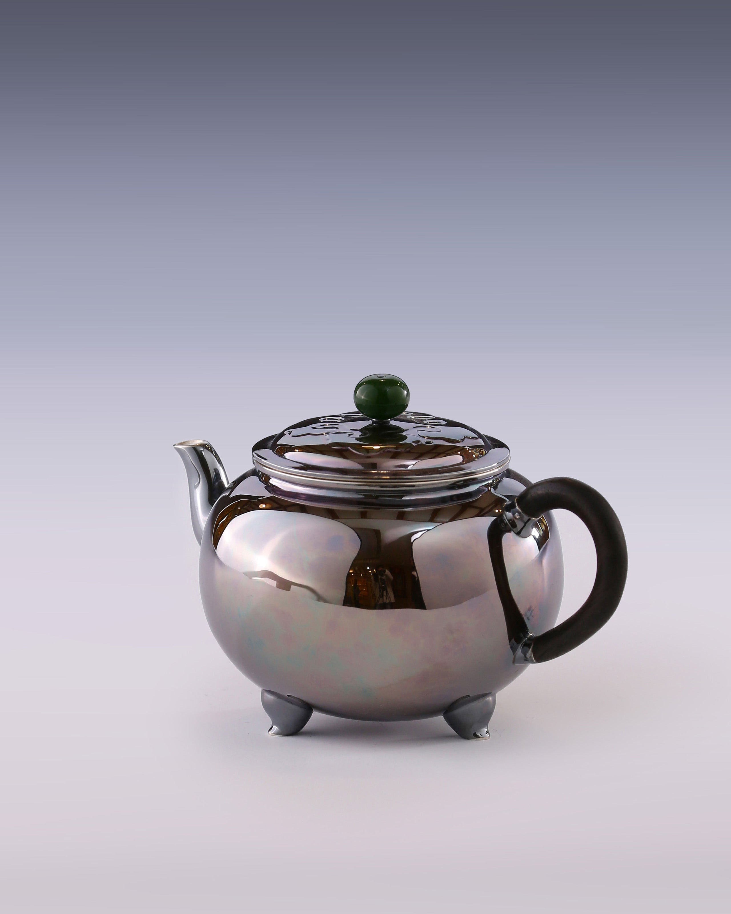 Da Bin Ruyi Three-Legged Pure Silver Teapot
