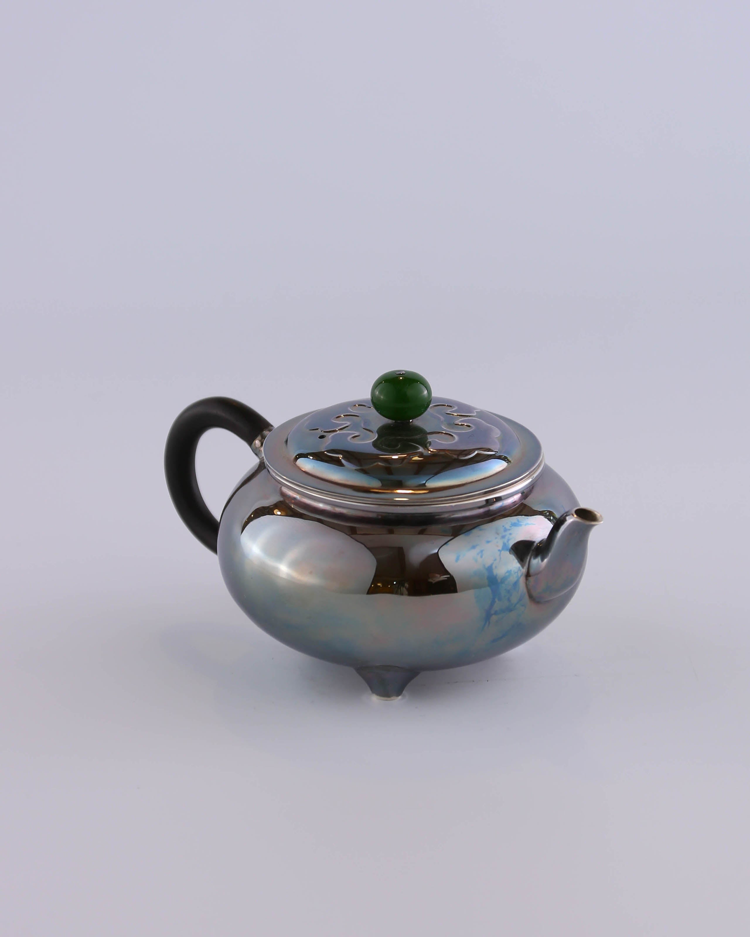 Da Bin Ruyi Three-Legged Pure Silver Teapot