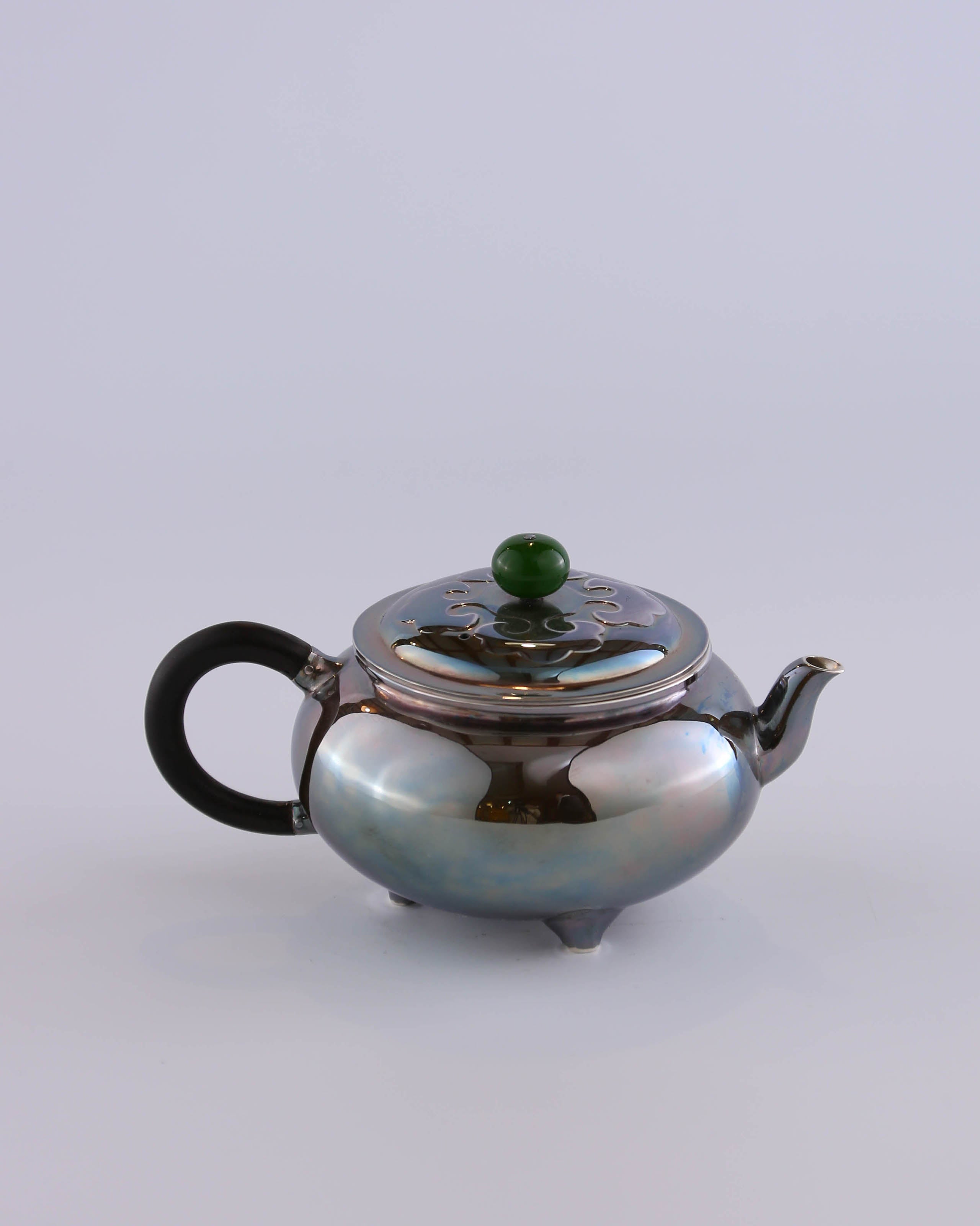 Da Bin Ruyi Three-Legged Pure Silver Teapot