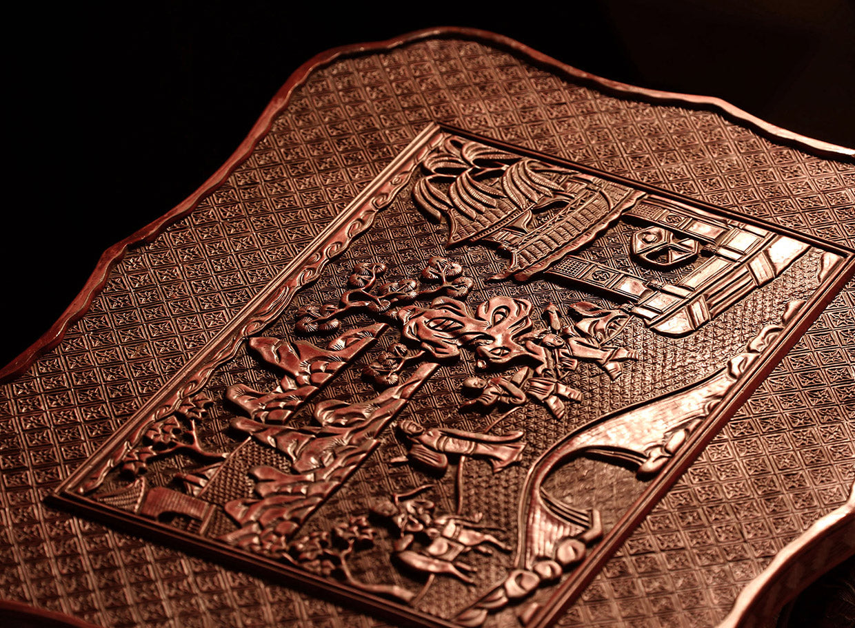 Lacquered and carved red incense table