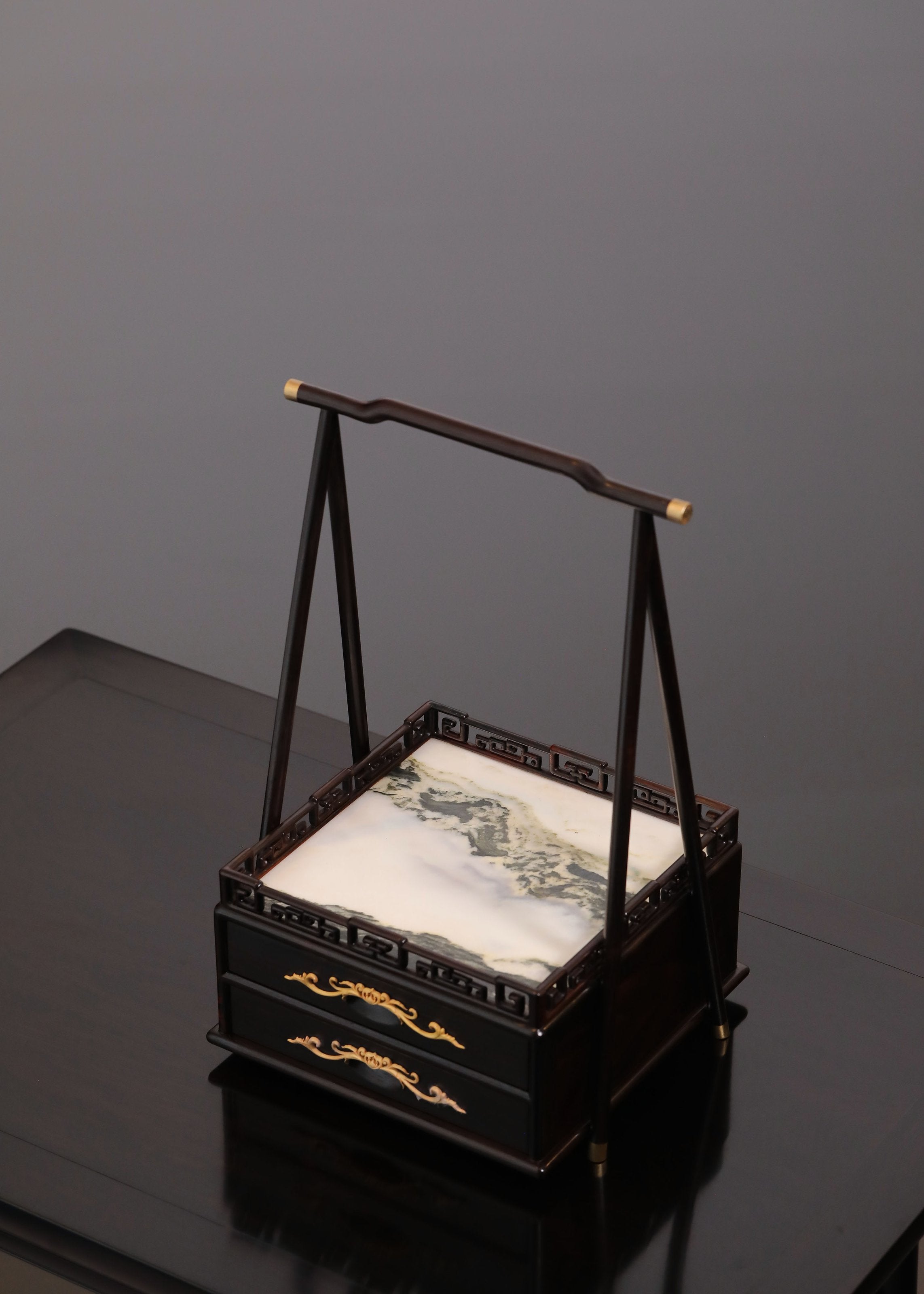 Rosewood Tea Box with Handle