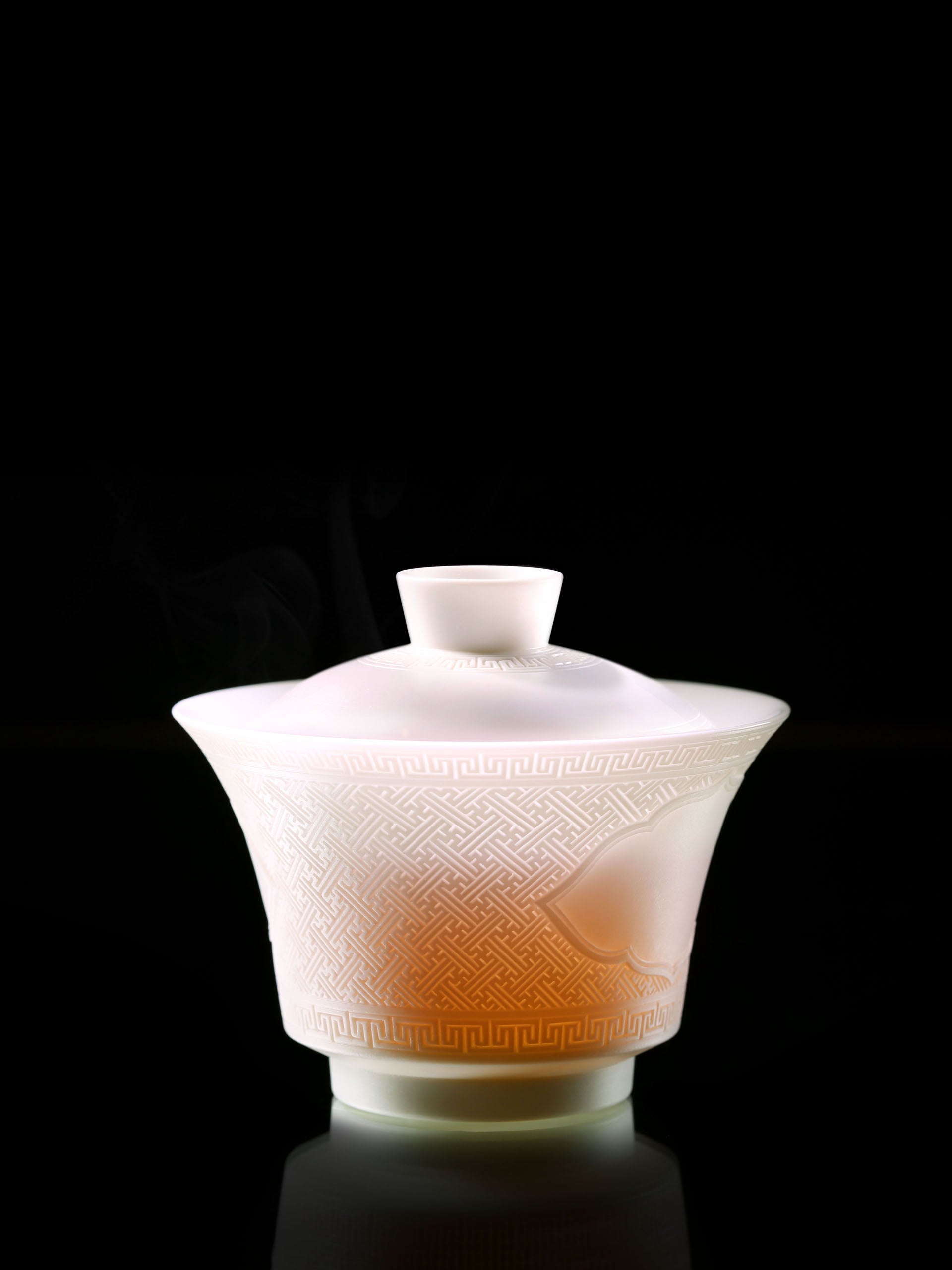 Dayazhai hand-carved swastika pattern covered bowl/cup