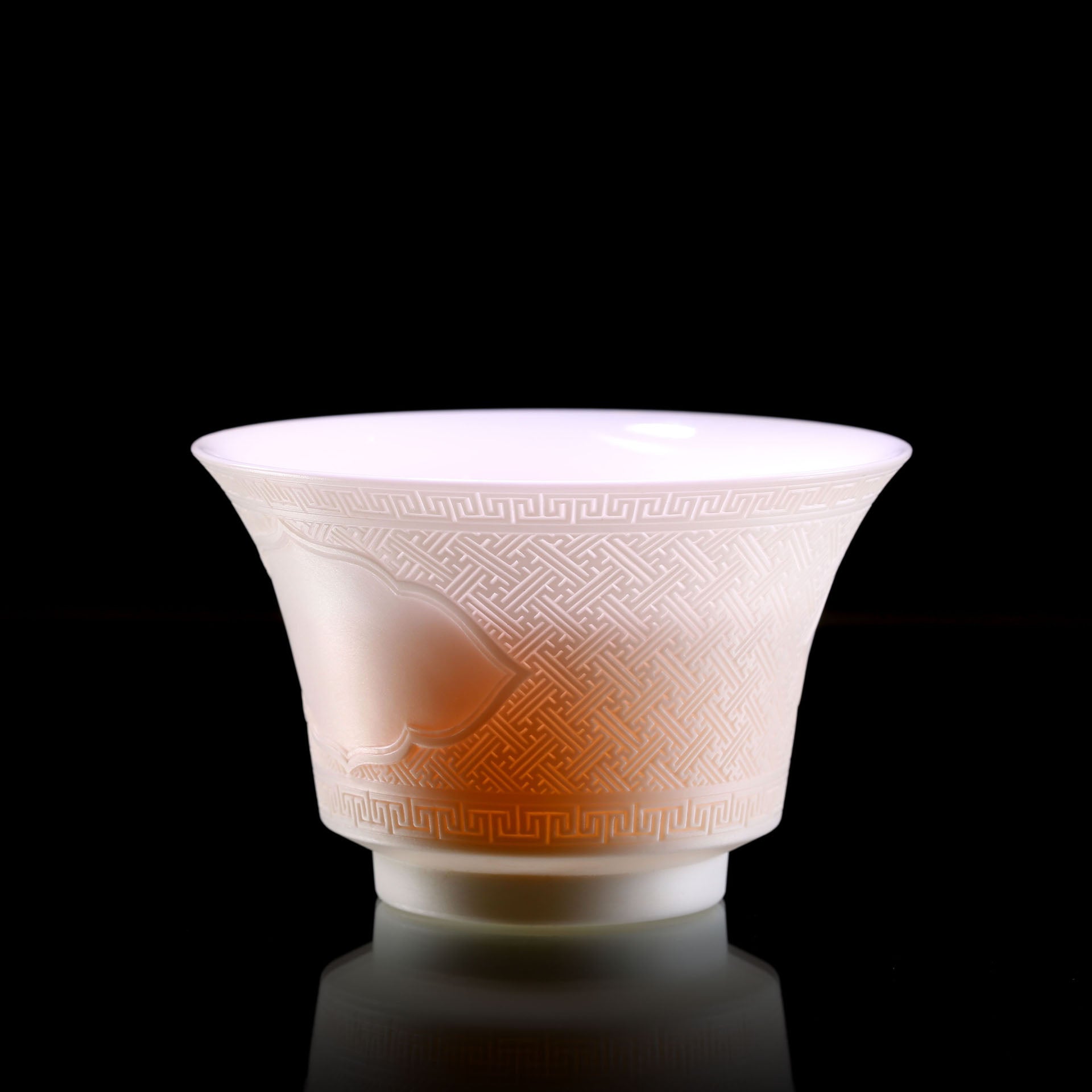 Dayazhai hand-carved swastika pattern covered bowl/cup