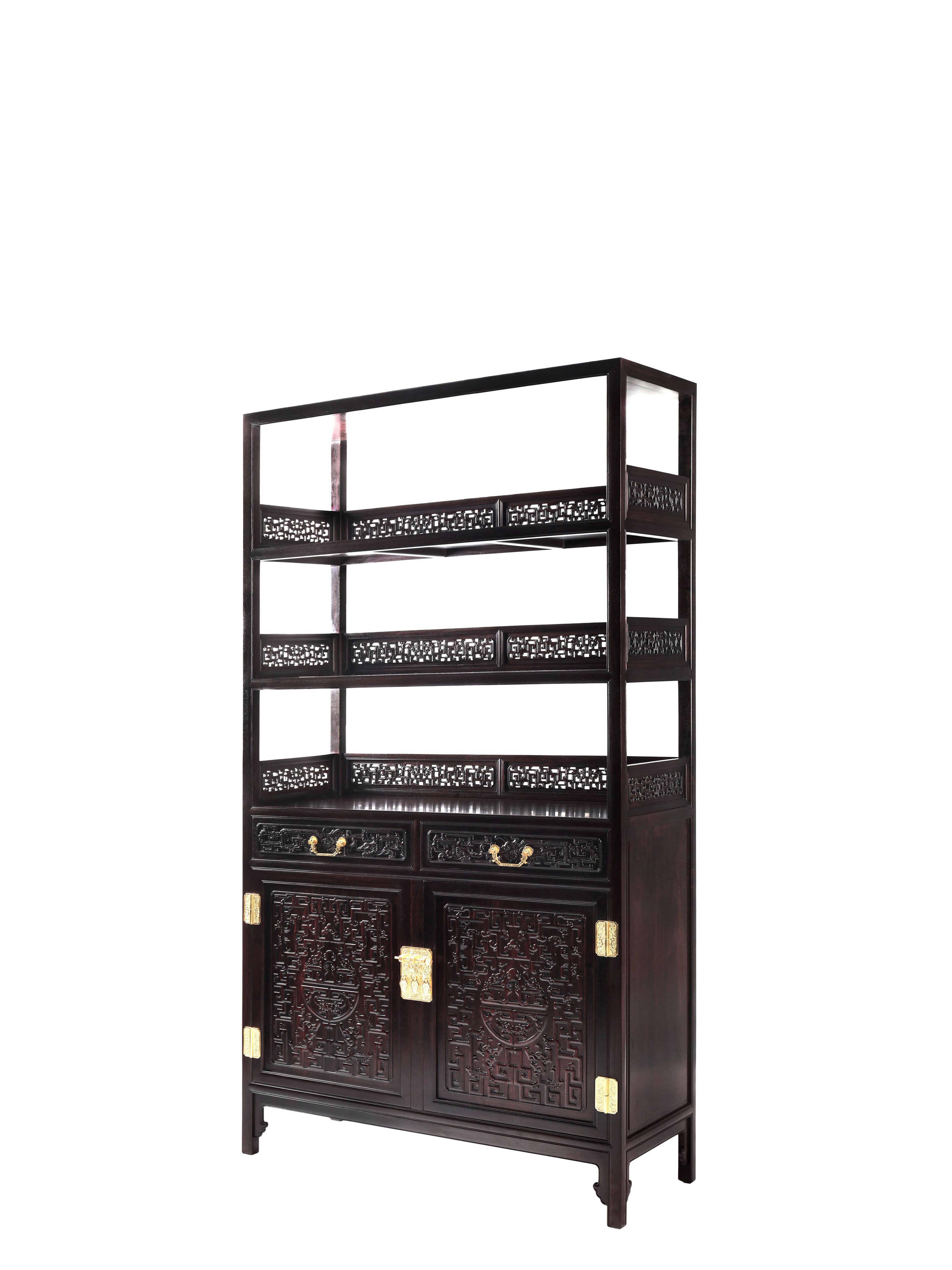 Carved dragon pattern bookcase