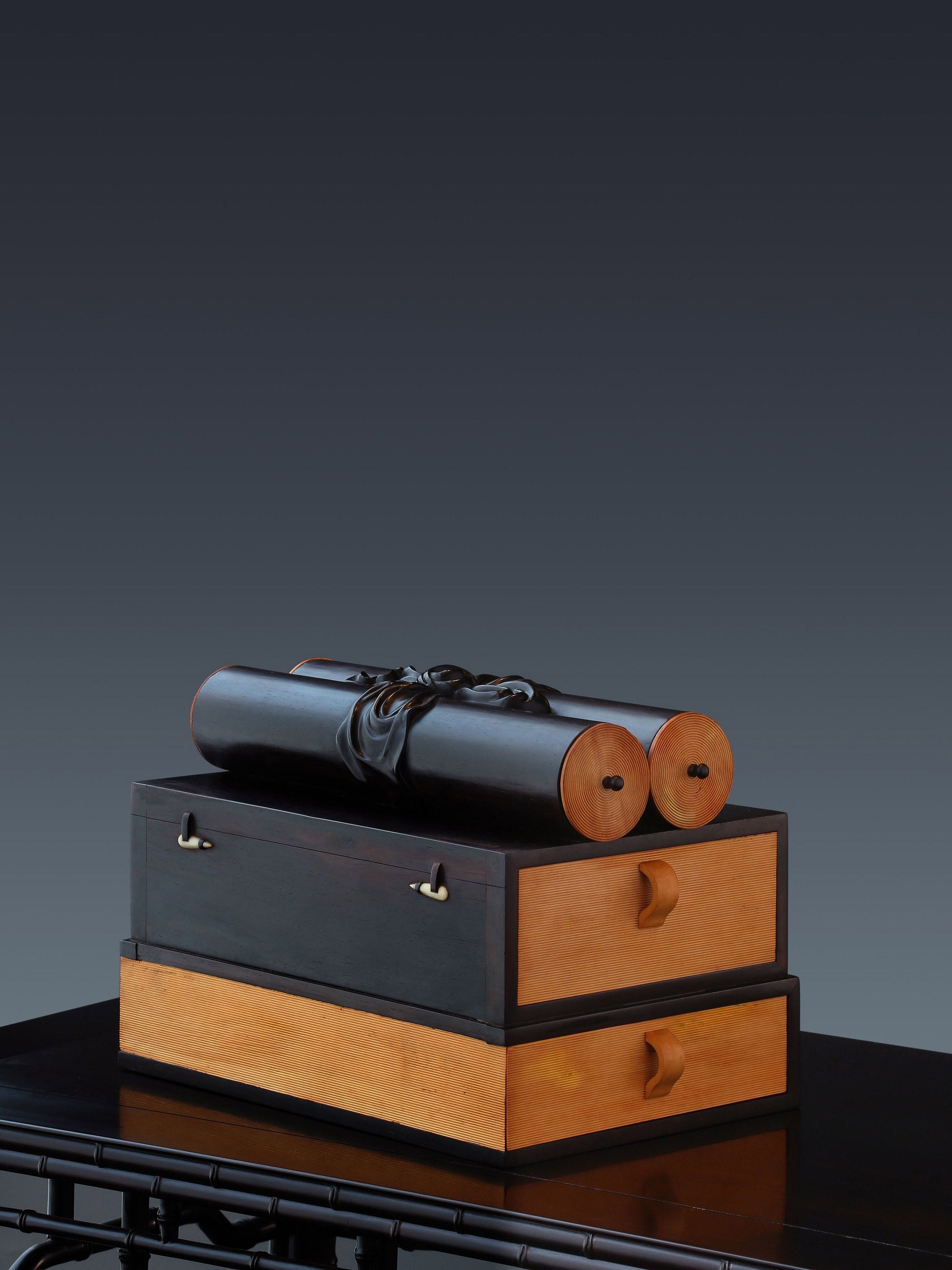 Daya Hall Rosewood Tea Box Inlaid with Boxwood Scroll