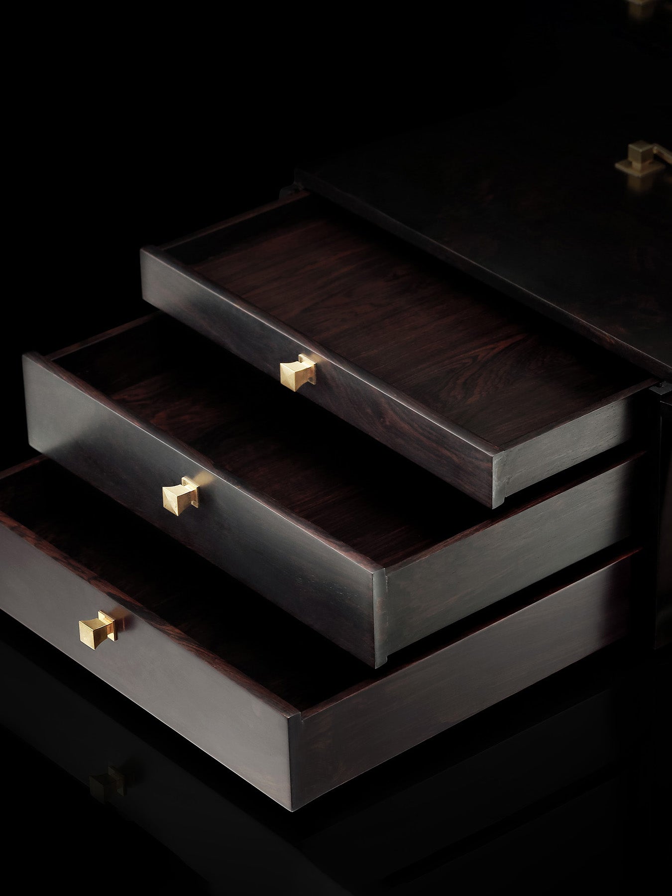 Dayatang Rosewood Bamboo Woven Three-Drawer Tea Box