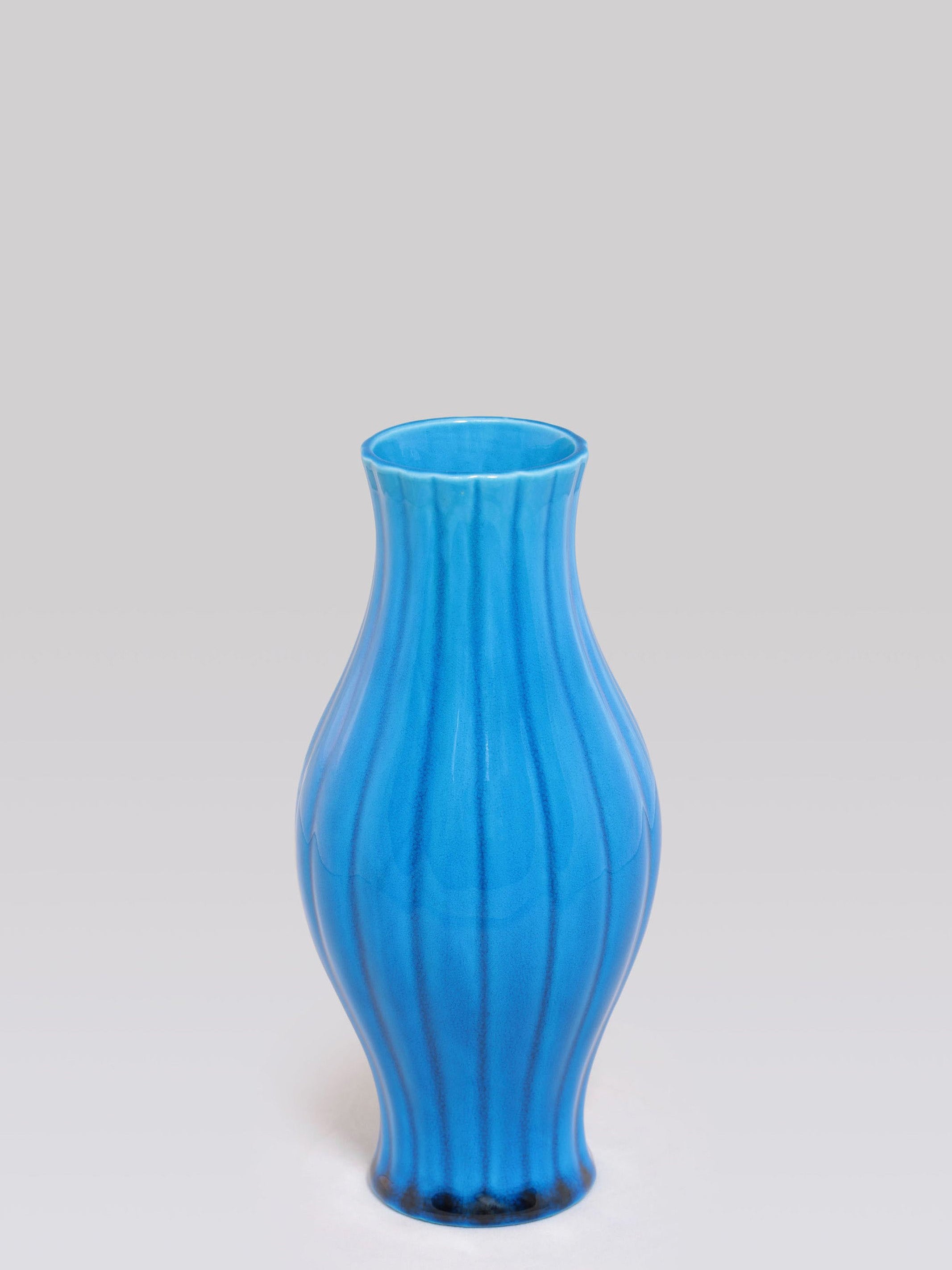 Peacock Blue Ribbed Bottle