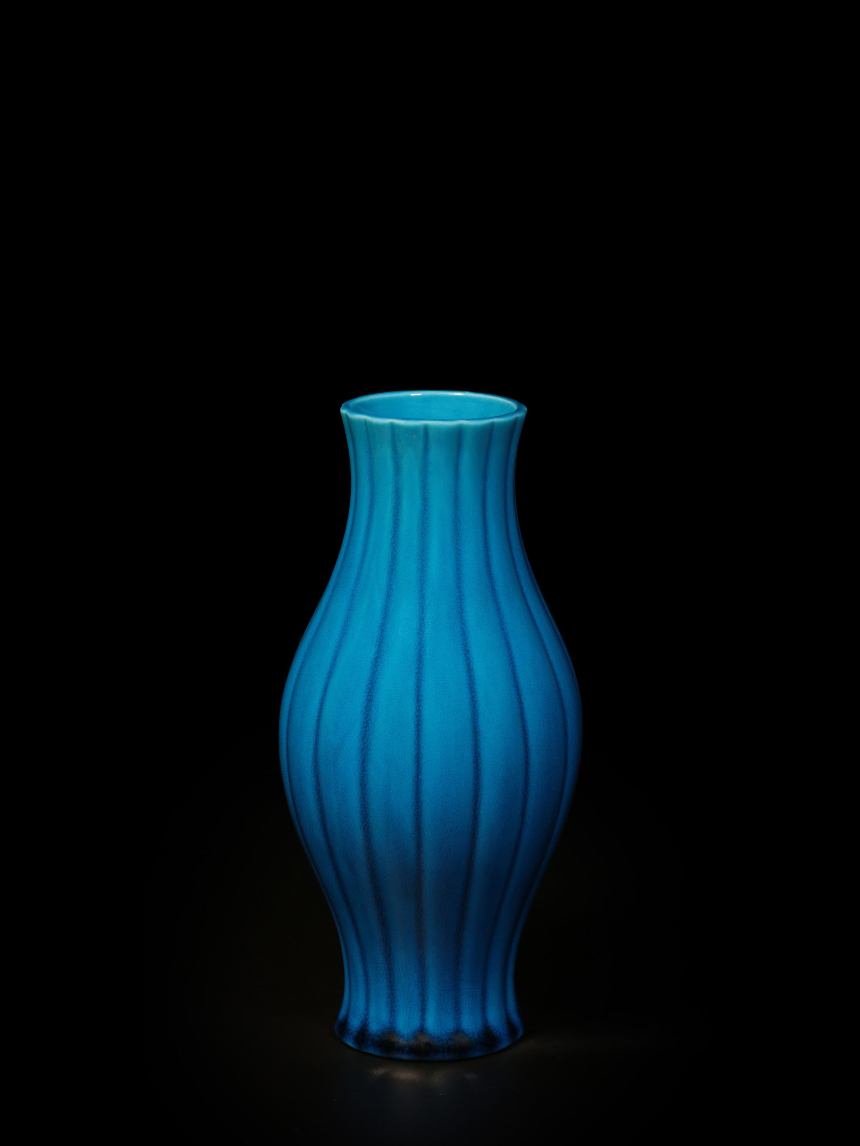 Peacock Blue Ribbed Bottle