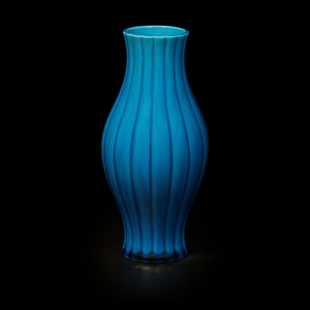 Peacock Blue Ribbed Bottle