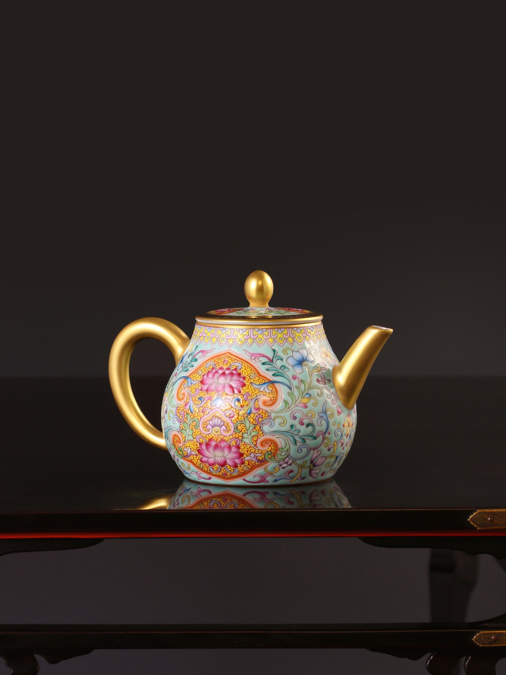 Dayazhai Enamel Lotus Pattern Teapot