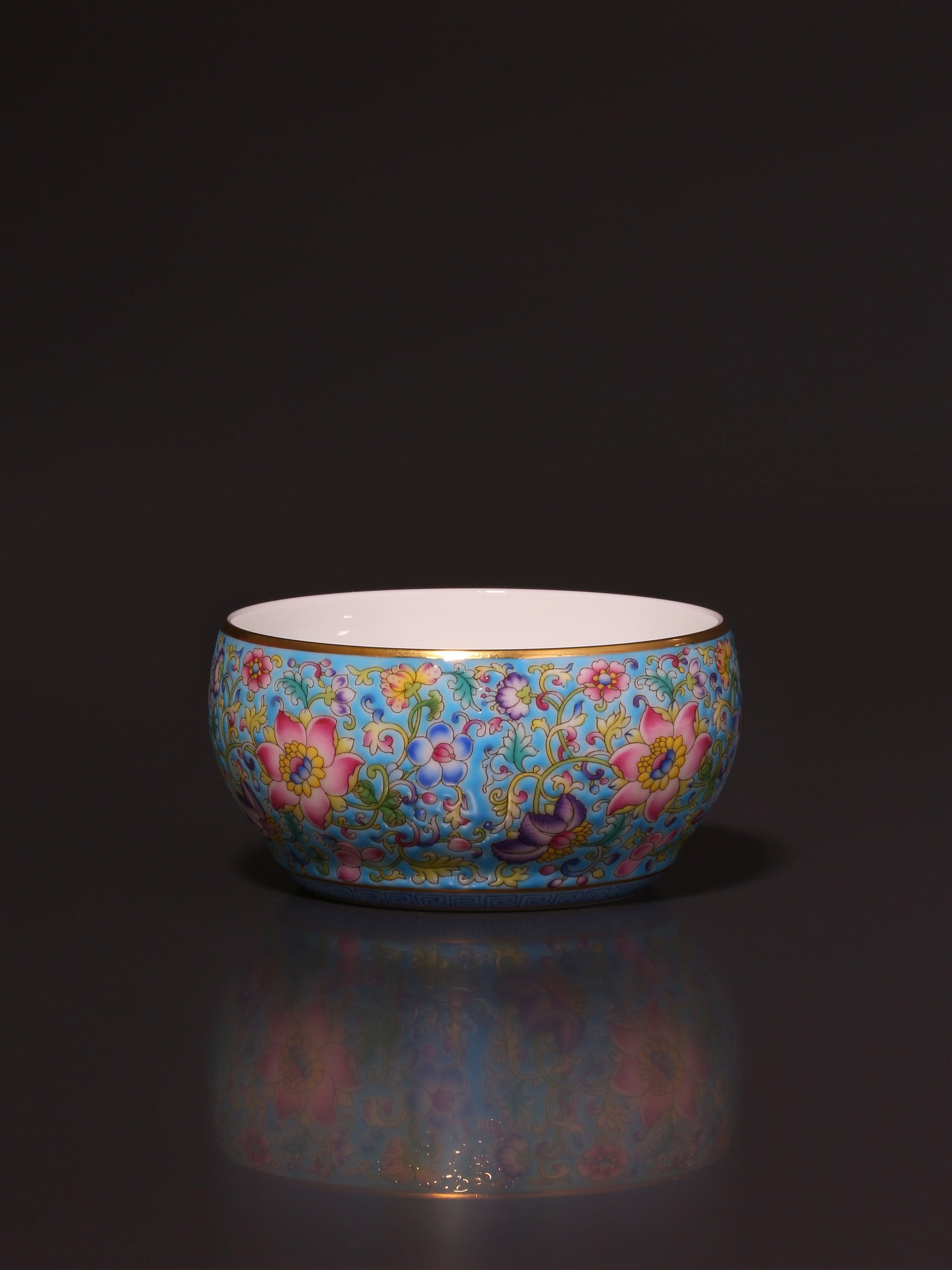 Dayazhai Enamel Lotus Scroll Waist Drum Cup