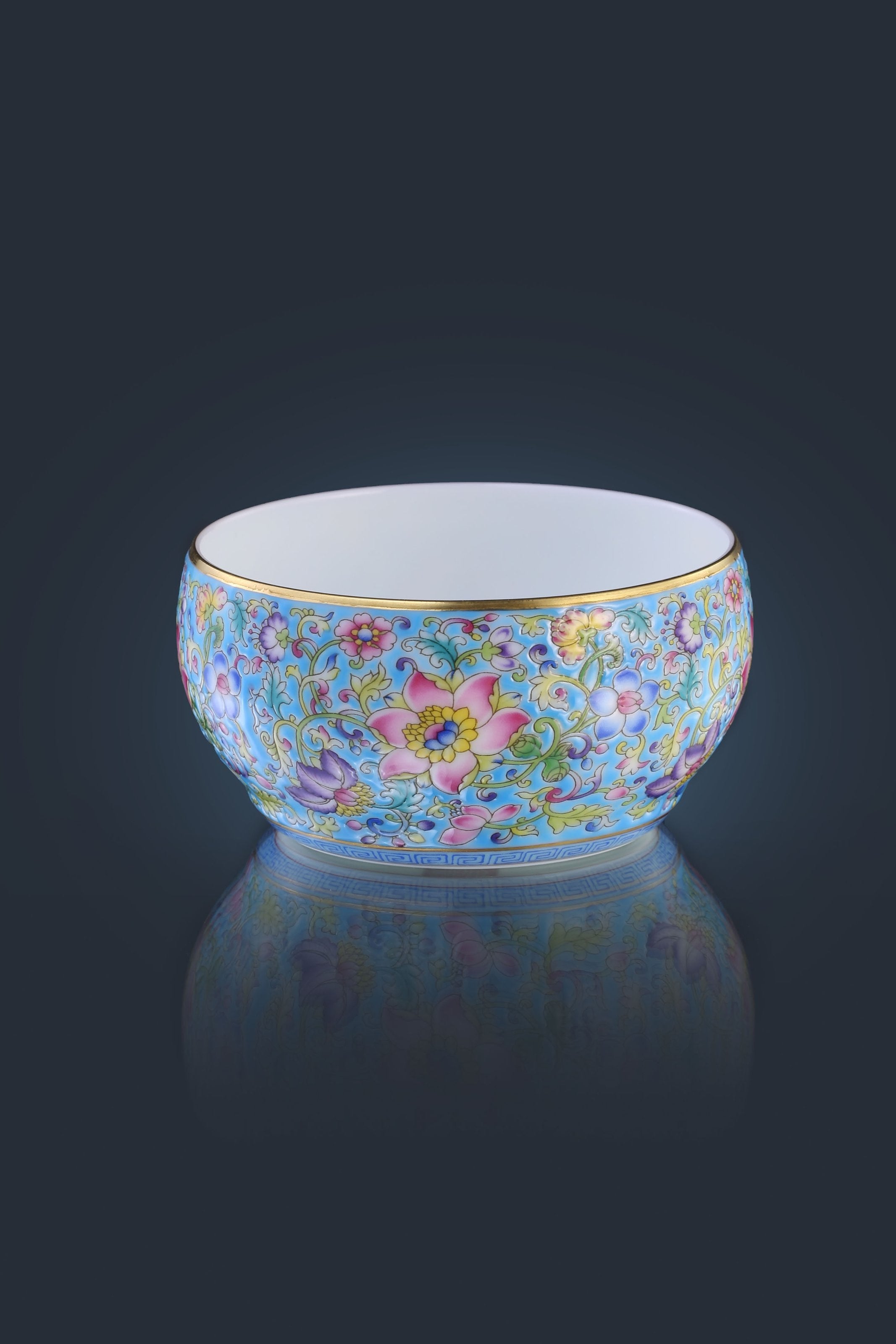 Dayazhai Enamel Lotus Scroll Waist Drum Cup