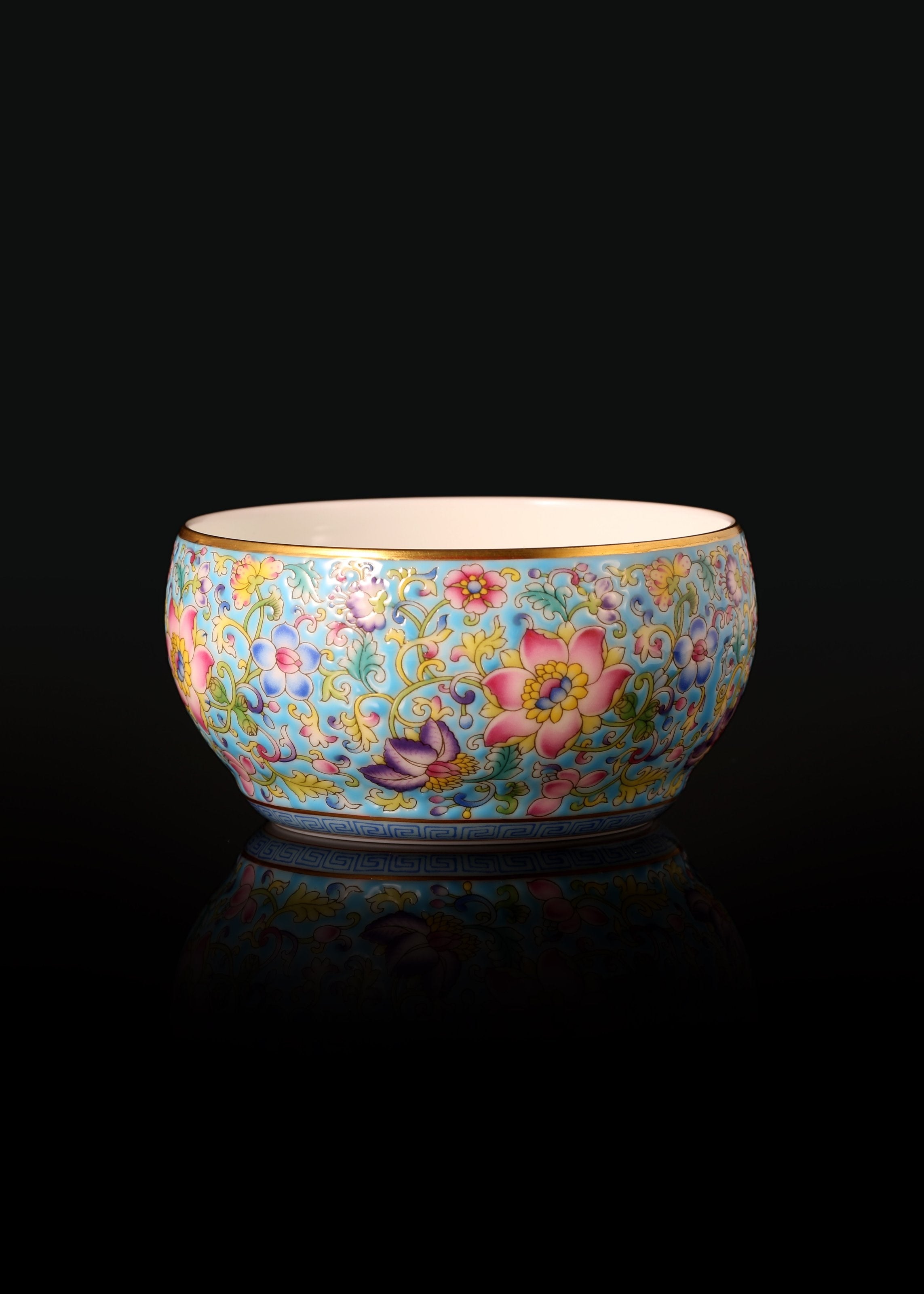 Dayazhai Enamel Lotus Scroll Waist Drum Cup