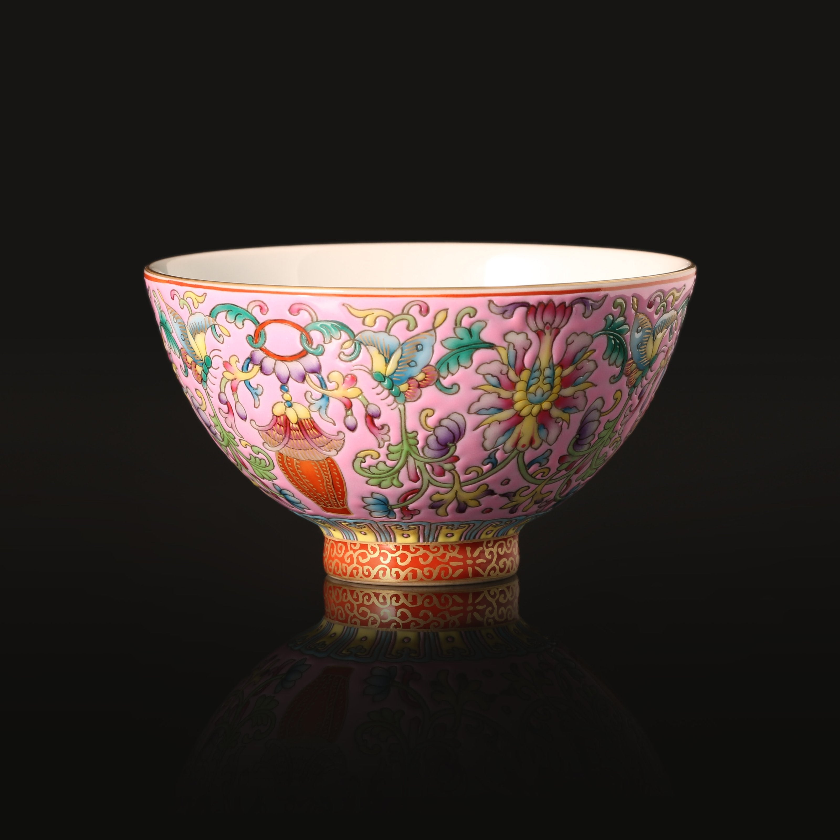 Dayazhai Enamel Lantern Flower and Butterfly Cup