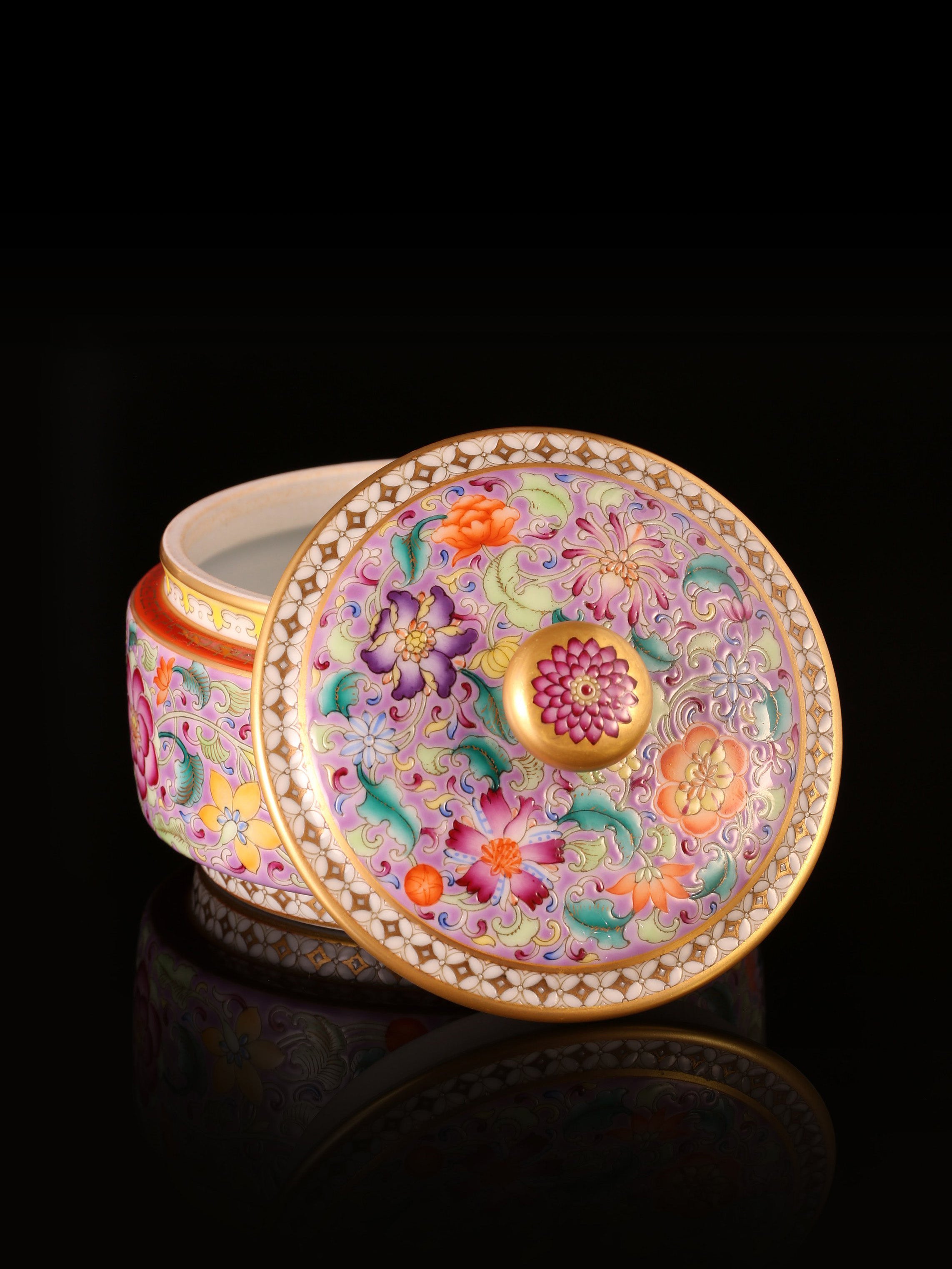 Enamel Flower Tea Canister