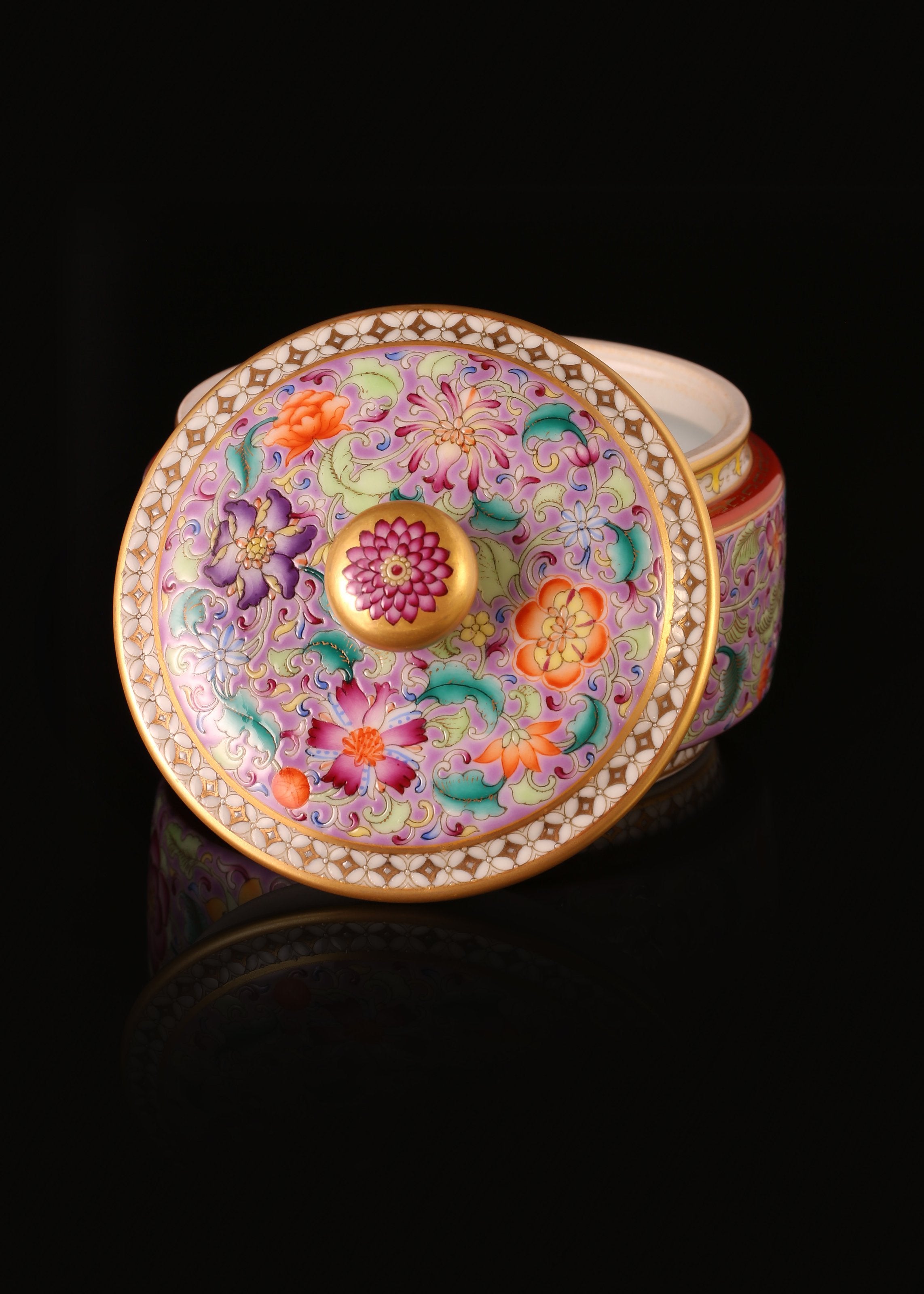 Enamel Flower Tea Canister