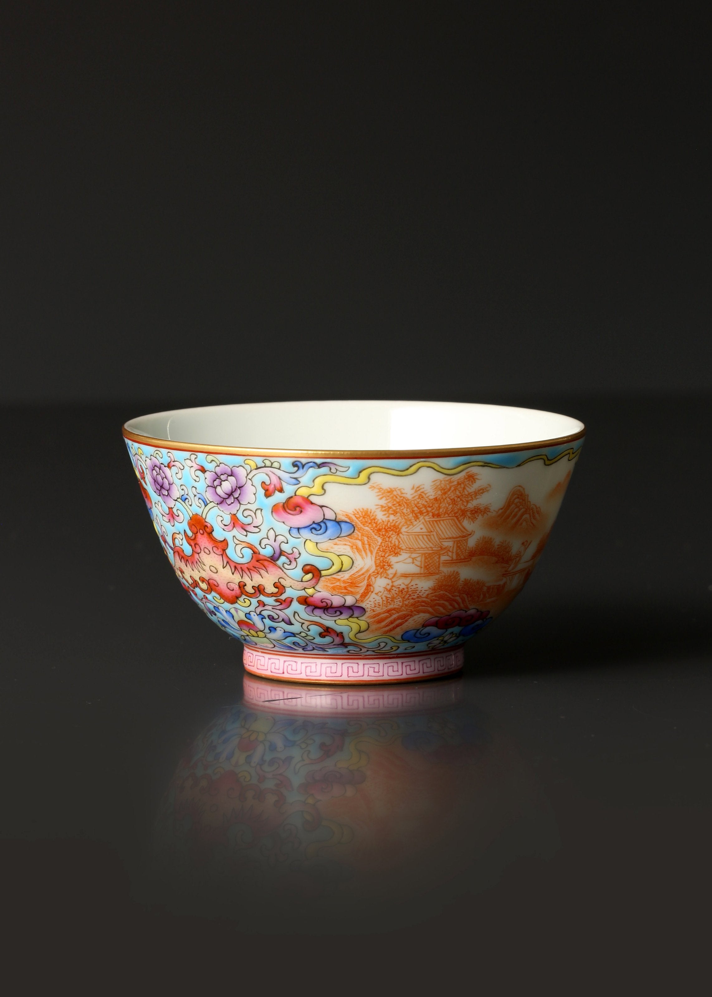 Dayazhai Enamel Auspicious Cloud and Landscape Cup