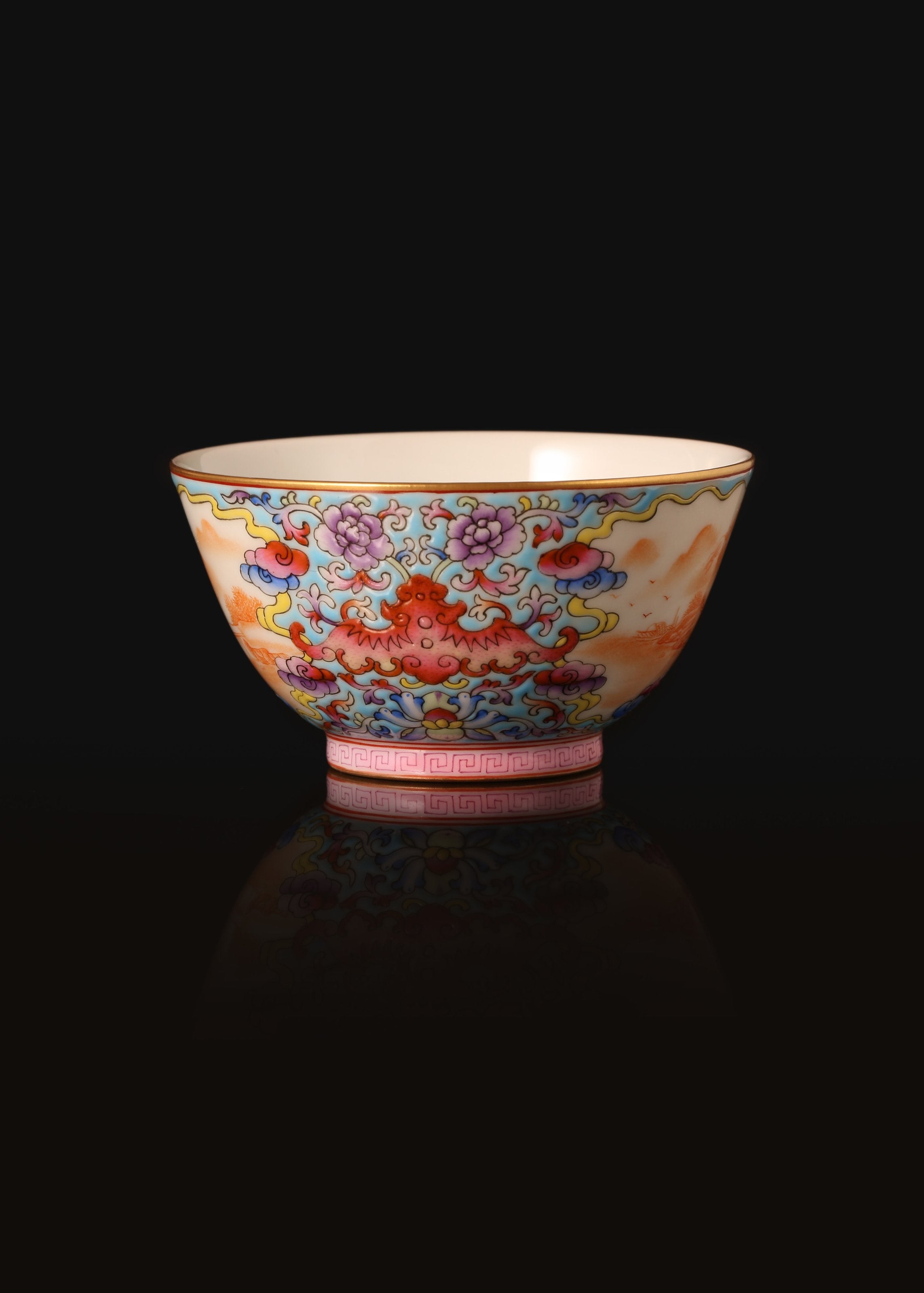 Dayazhai Enamel Auspicious Cloud and Landscape Cup