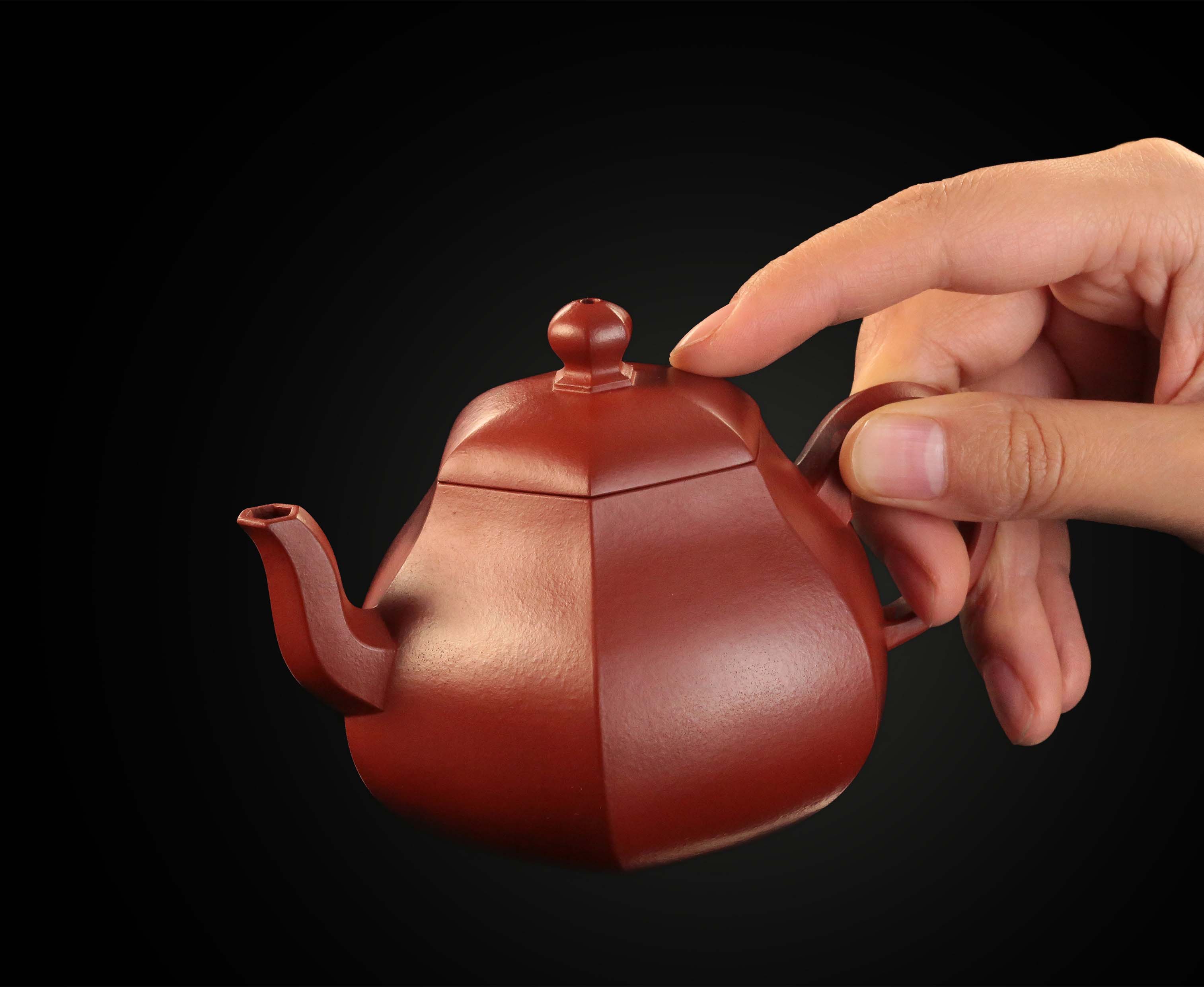 Fang Lipin Huanglongshan Cinnabar Hexagonal Pear-Shaped Red Clay Teapot