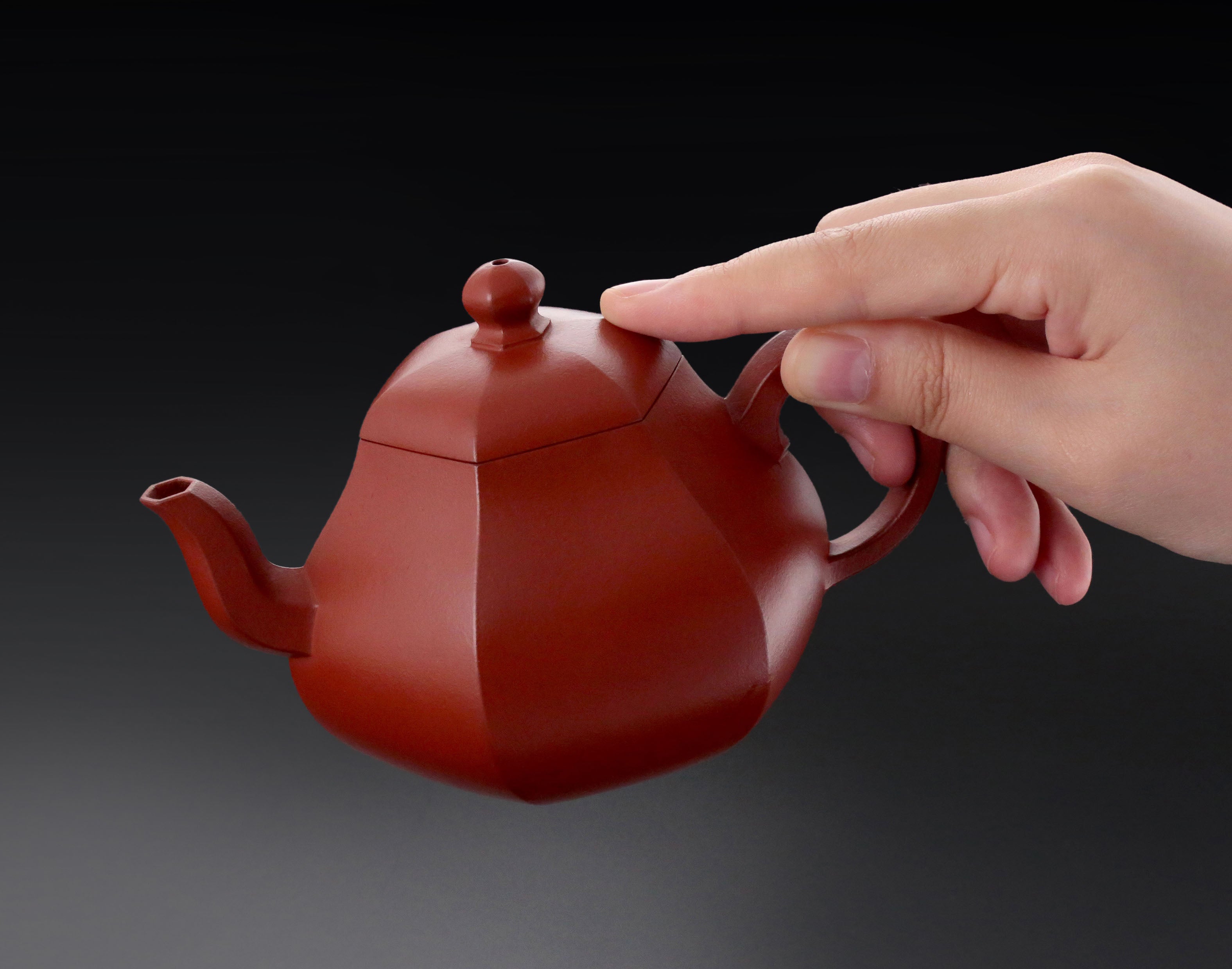 Fang Lipin Huanglongshan Cinnabar Hexagonal Pear-Shaped Red Clay Teapot