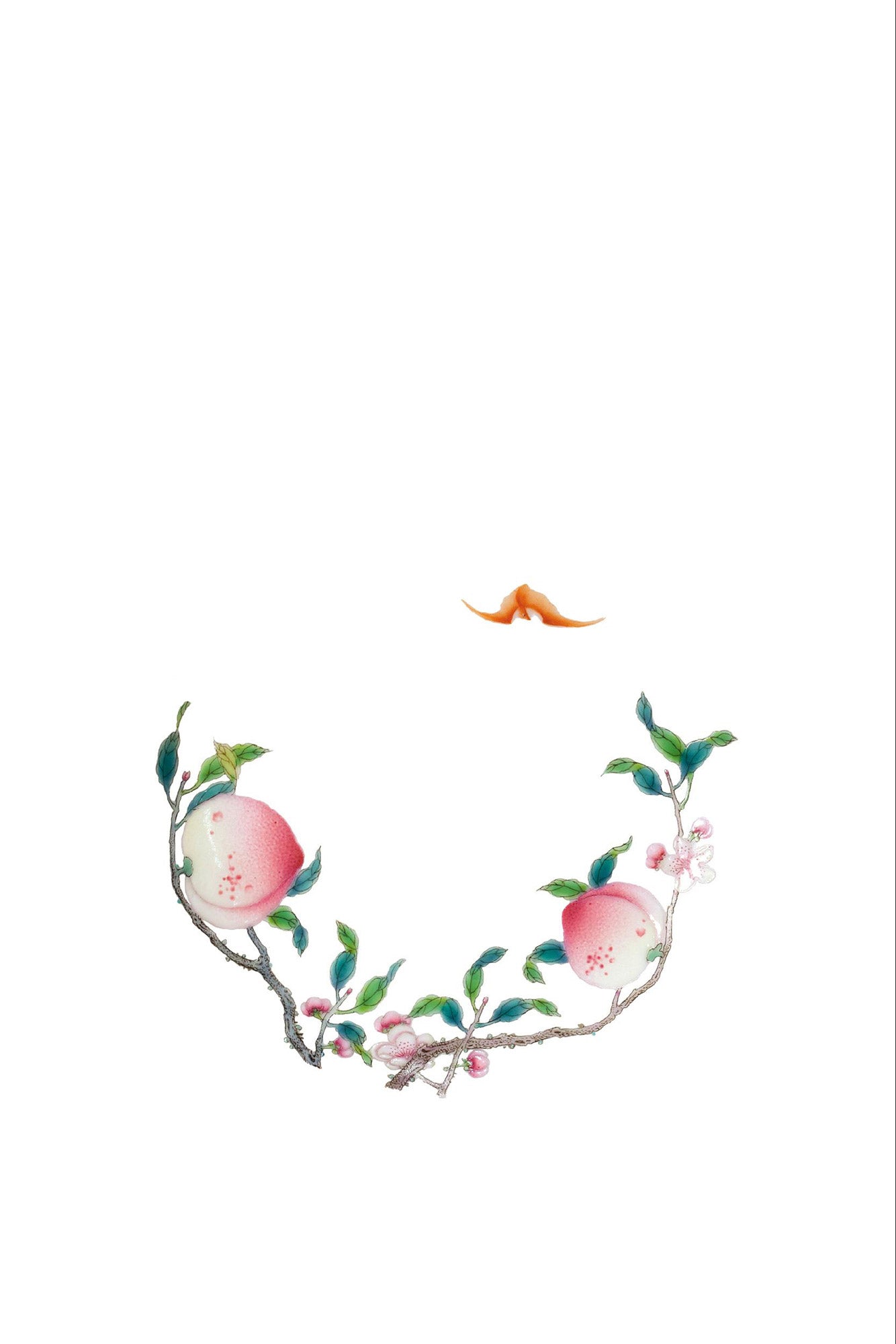 Famille Rose Peach-Shaped Covered Bowl