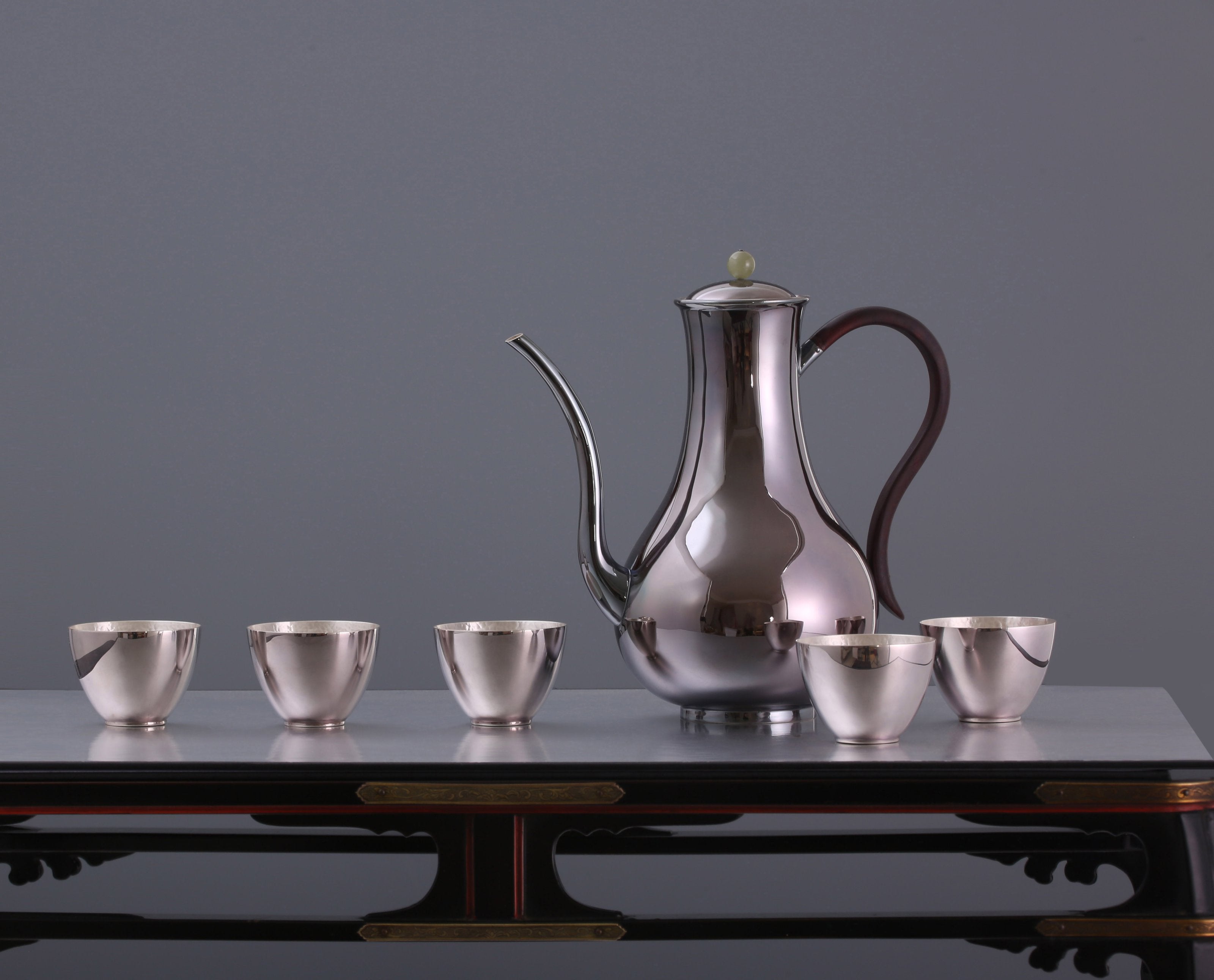 Polished sterling silver flask/glass