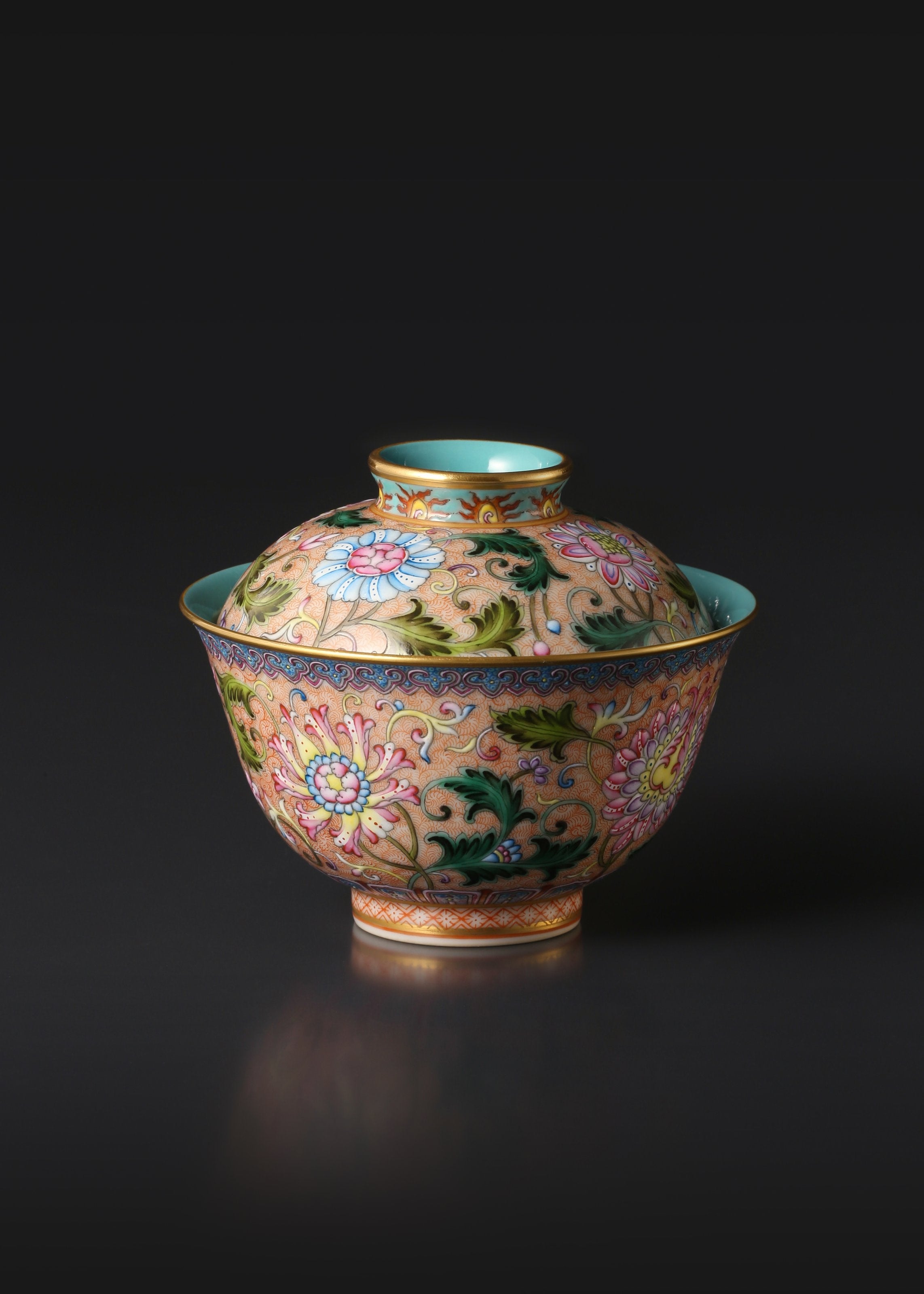 Dayazhai Guyuexuan Floral Pattern Covered Bowl/Cup