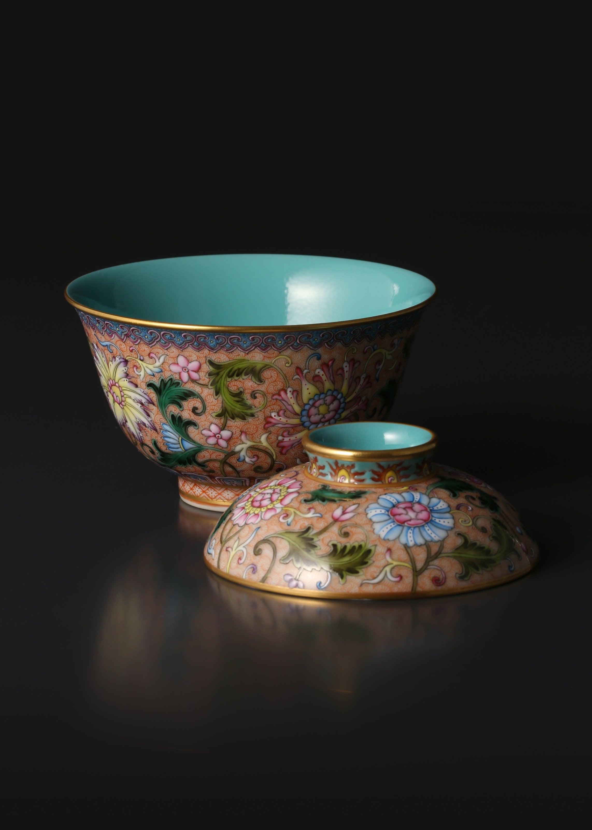 Dayazhai Guyuexuan Floral Pattern Covered Bowl/Cup