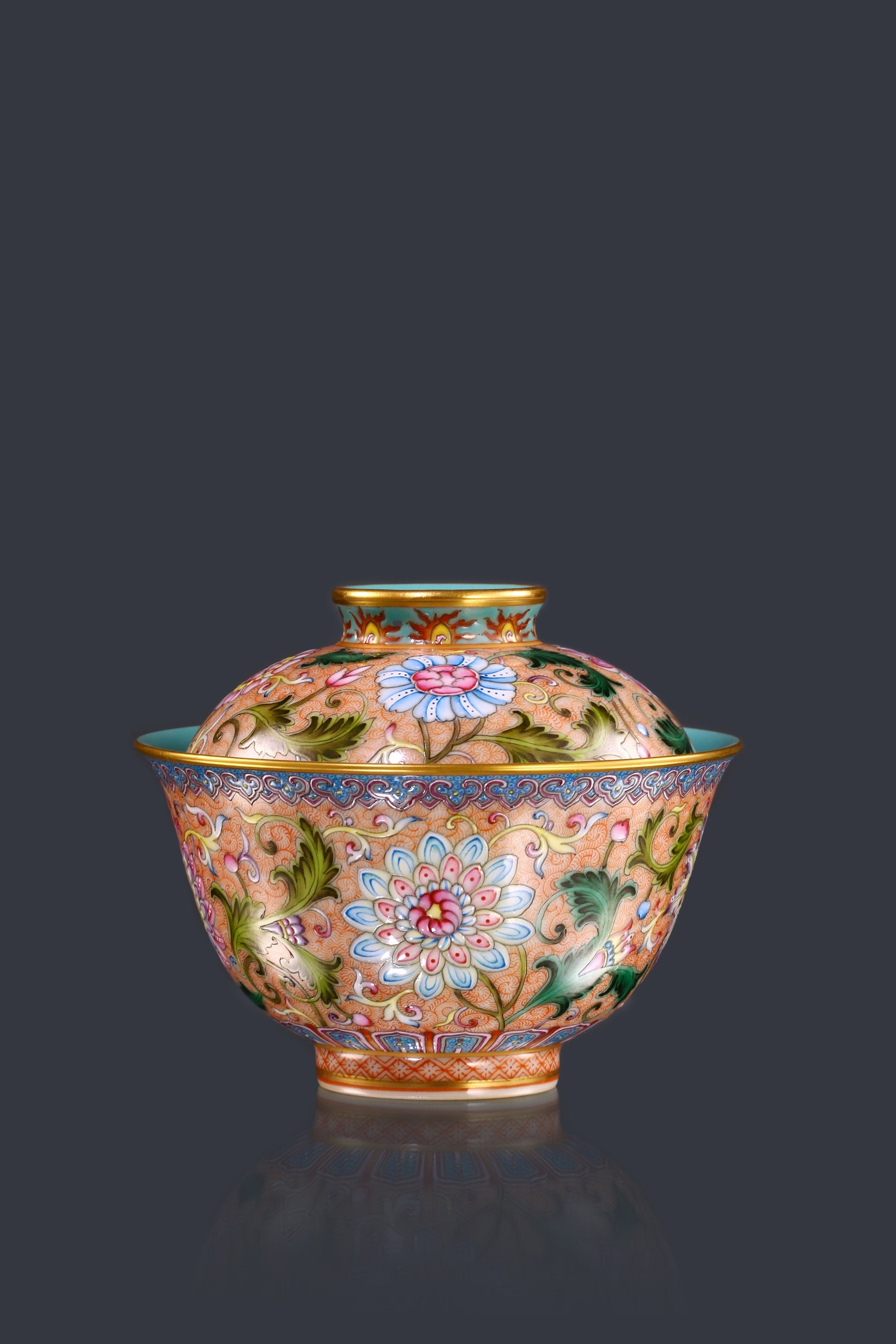 Dayazhai Guyuexuan Floral Pattern Covered Bowl/Cup