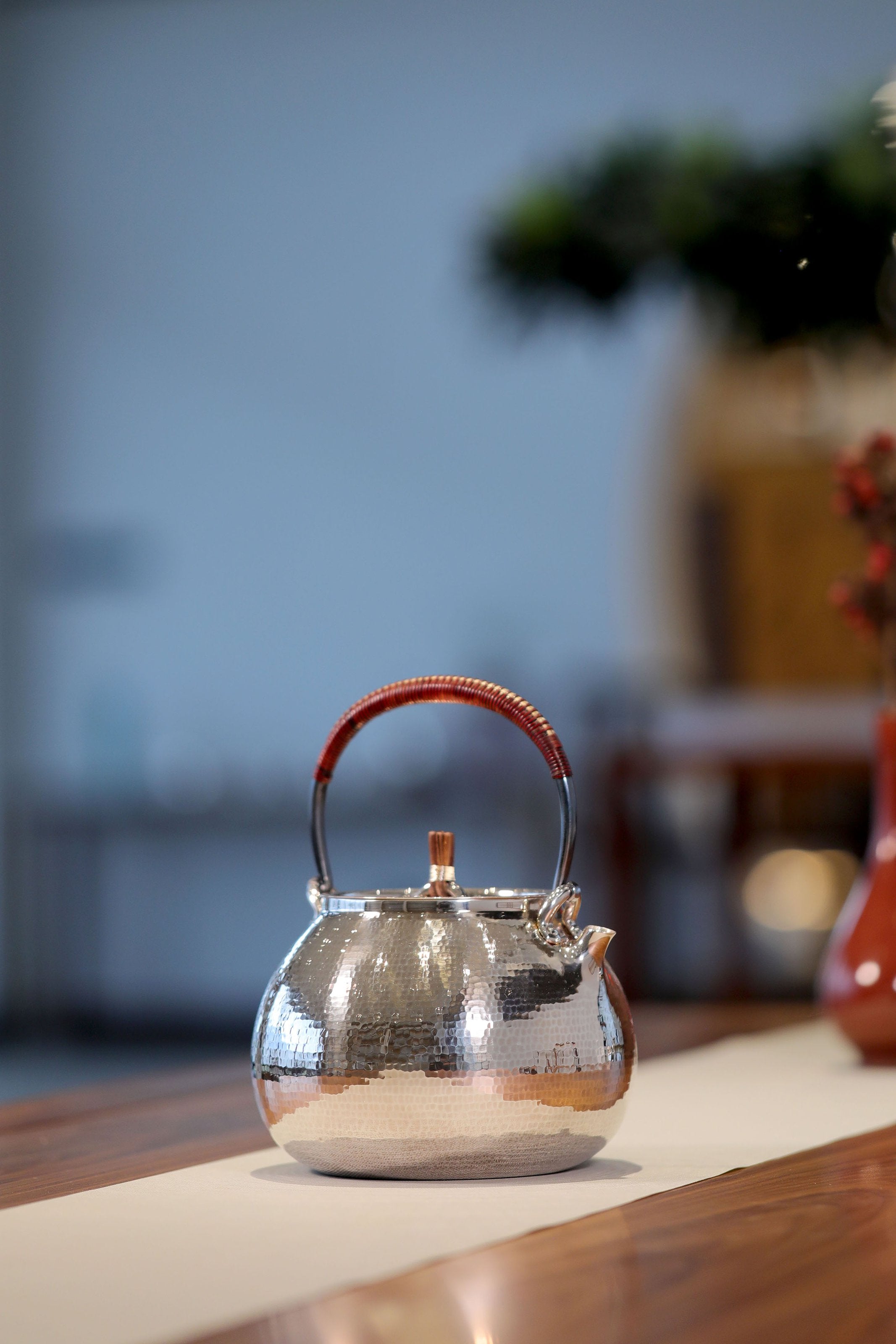 Ancient Style Vine Picking Pure Silver Teapot