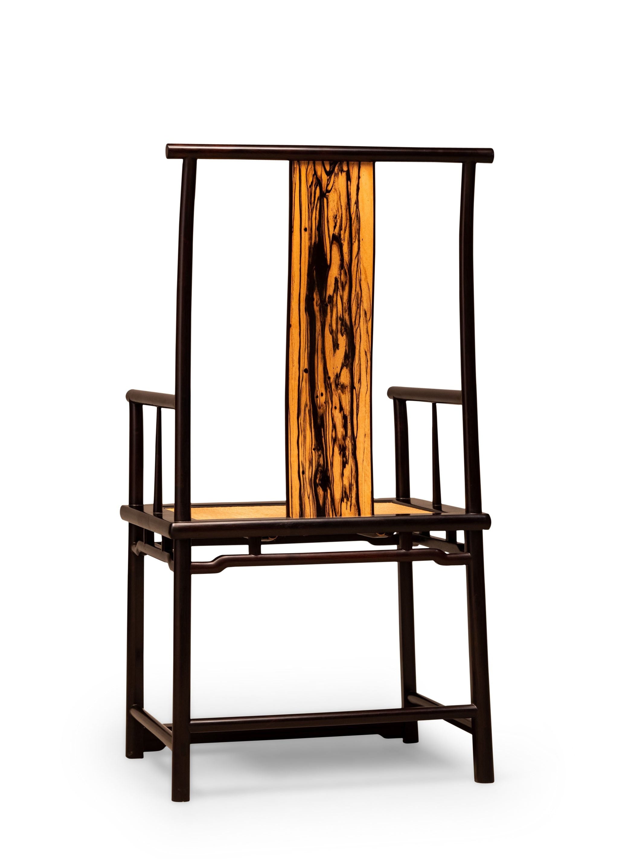 Black rosewood and black persimmon wood four-cornered official hat chair