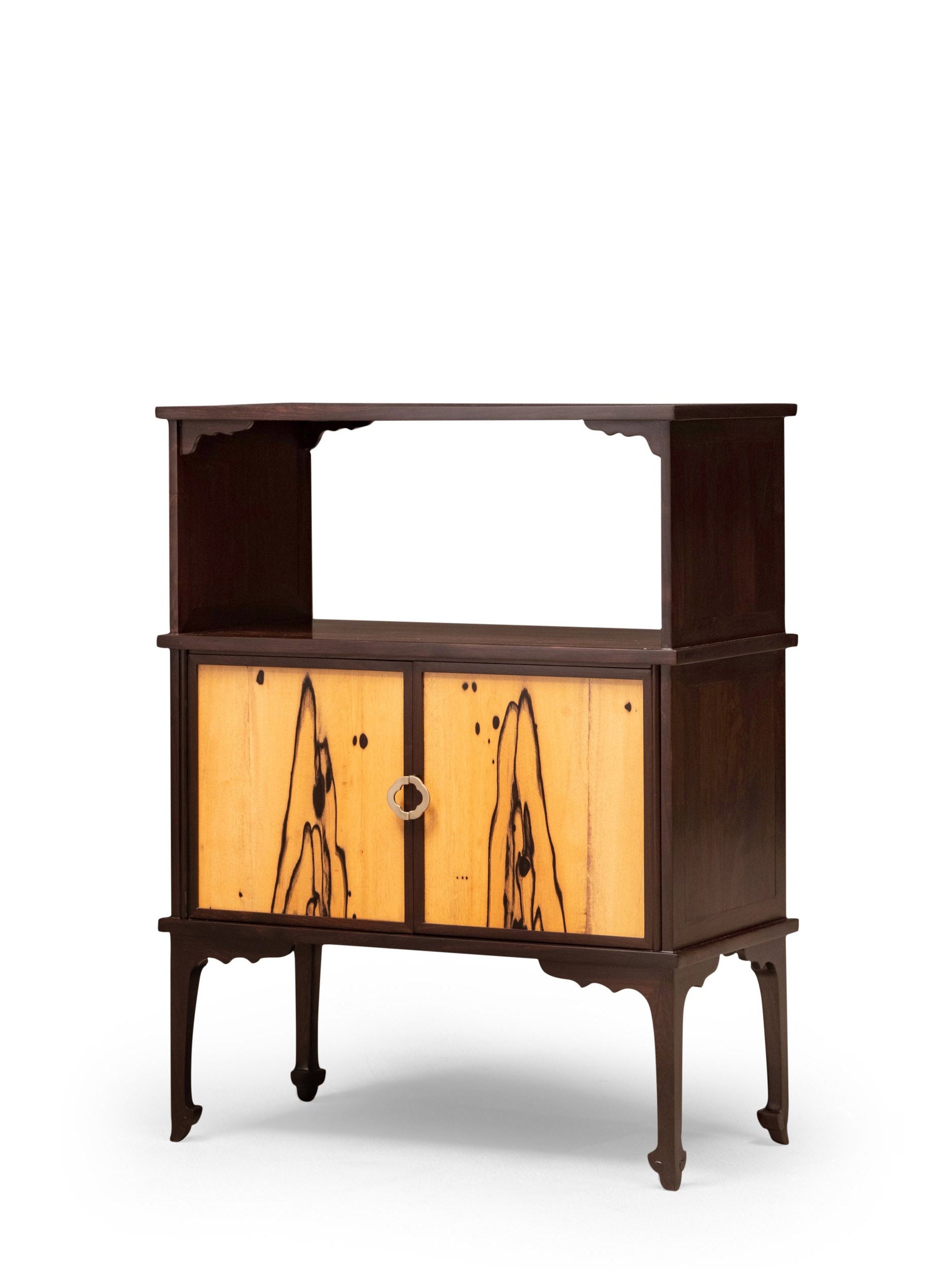 Black rosewood and black persimmon wood small tea cabinet