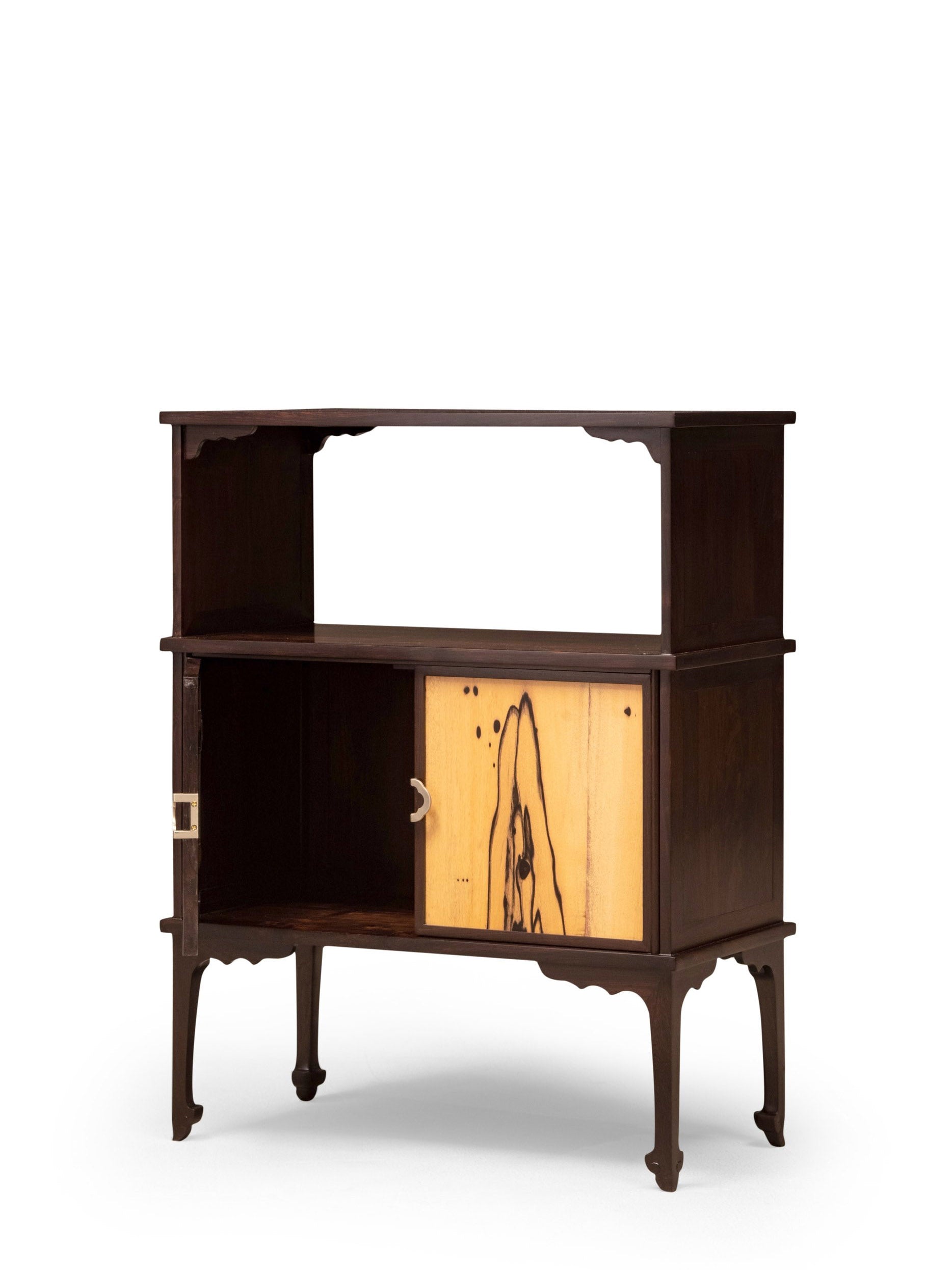 Black rosewood and black persimmon wood small tea cabinet