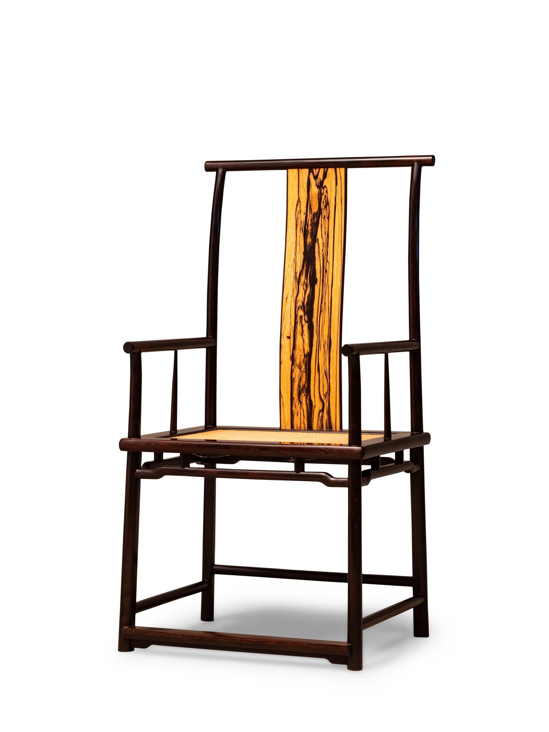 Black rosewood and black persimmon wood four-cornered official hat chair