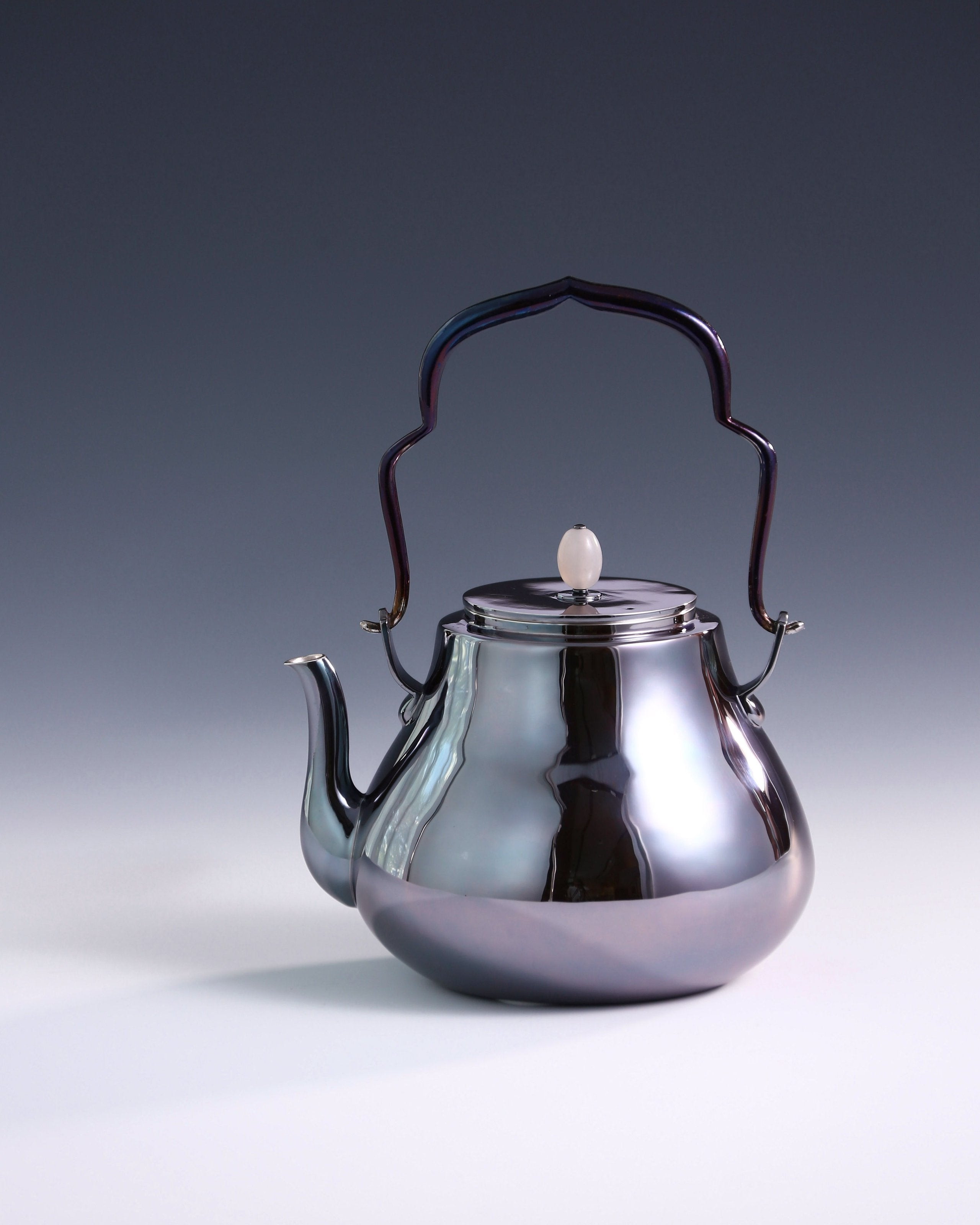 Crane-headed pure silver teapot