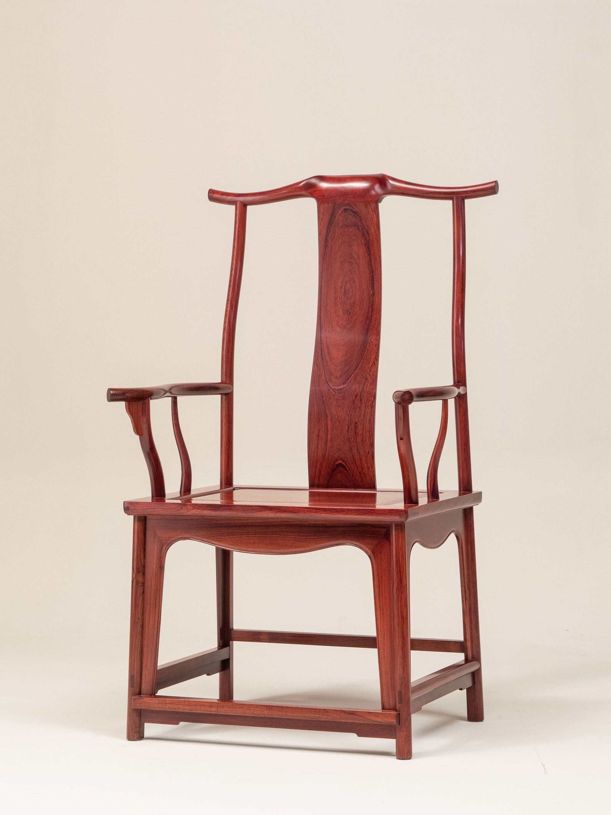 Burmese rosewood four-cornered official's hat chair