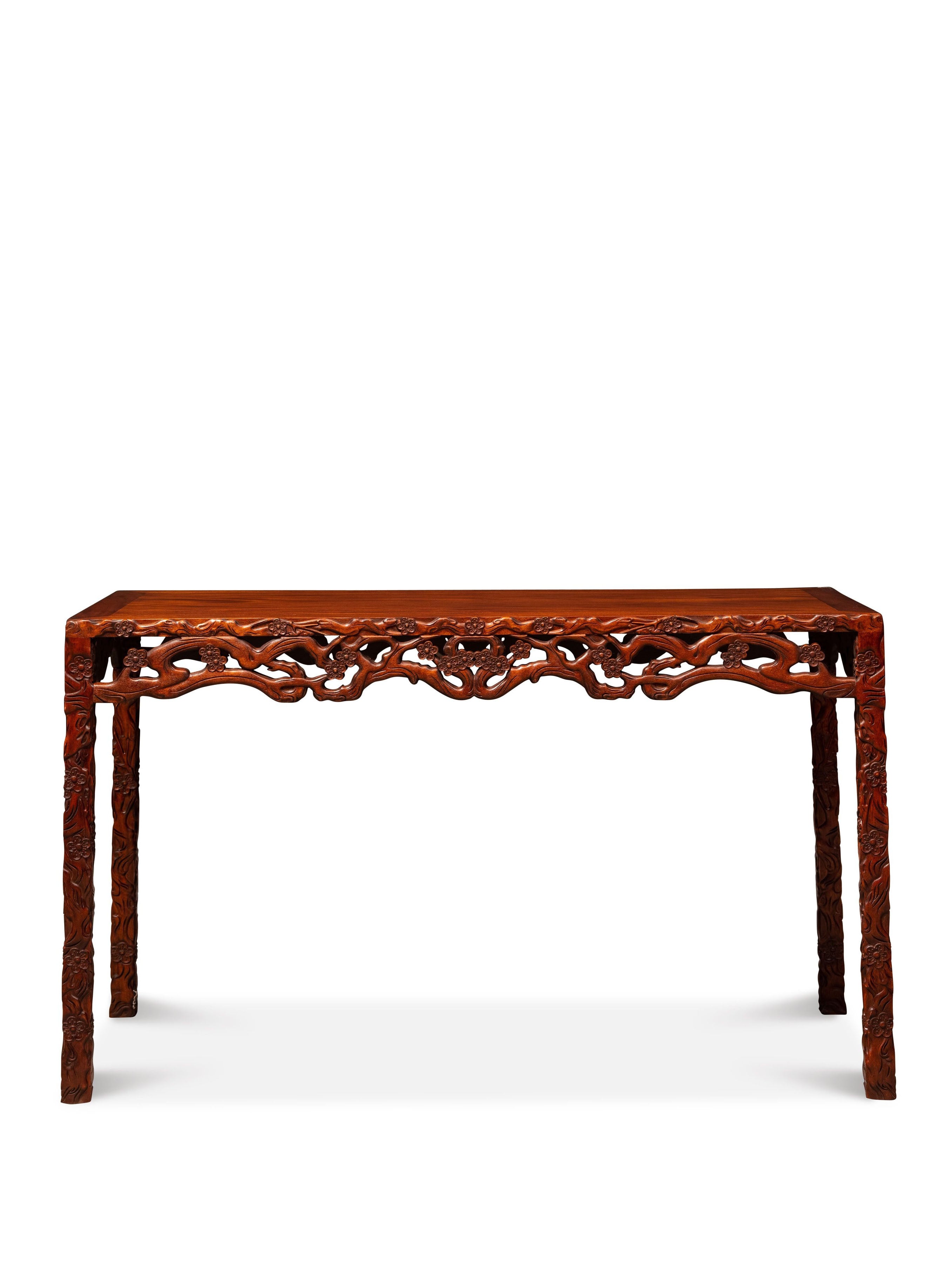 Rosewood plum blossom pattern four-sided flat table