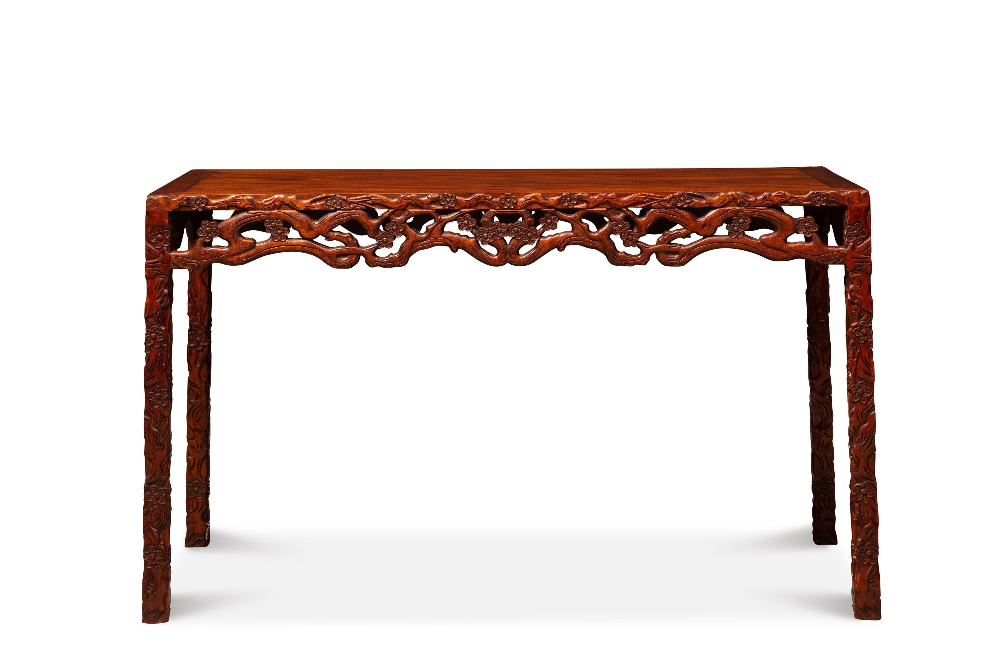 Rosewood plum blossom pattern four-sided flat table