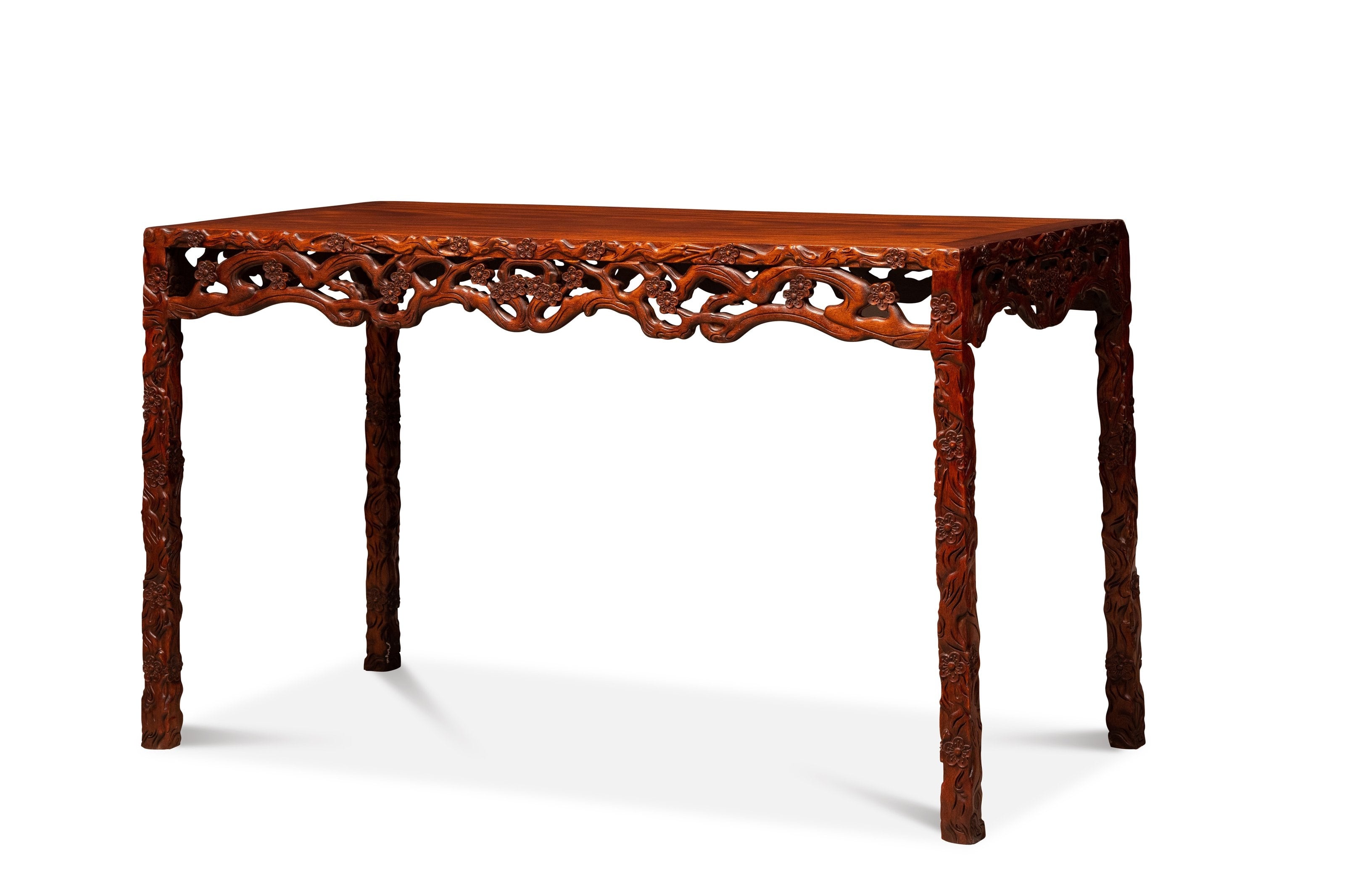 Rosewood plum blossom pattern four-sided flat table