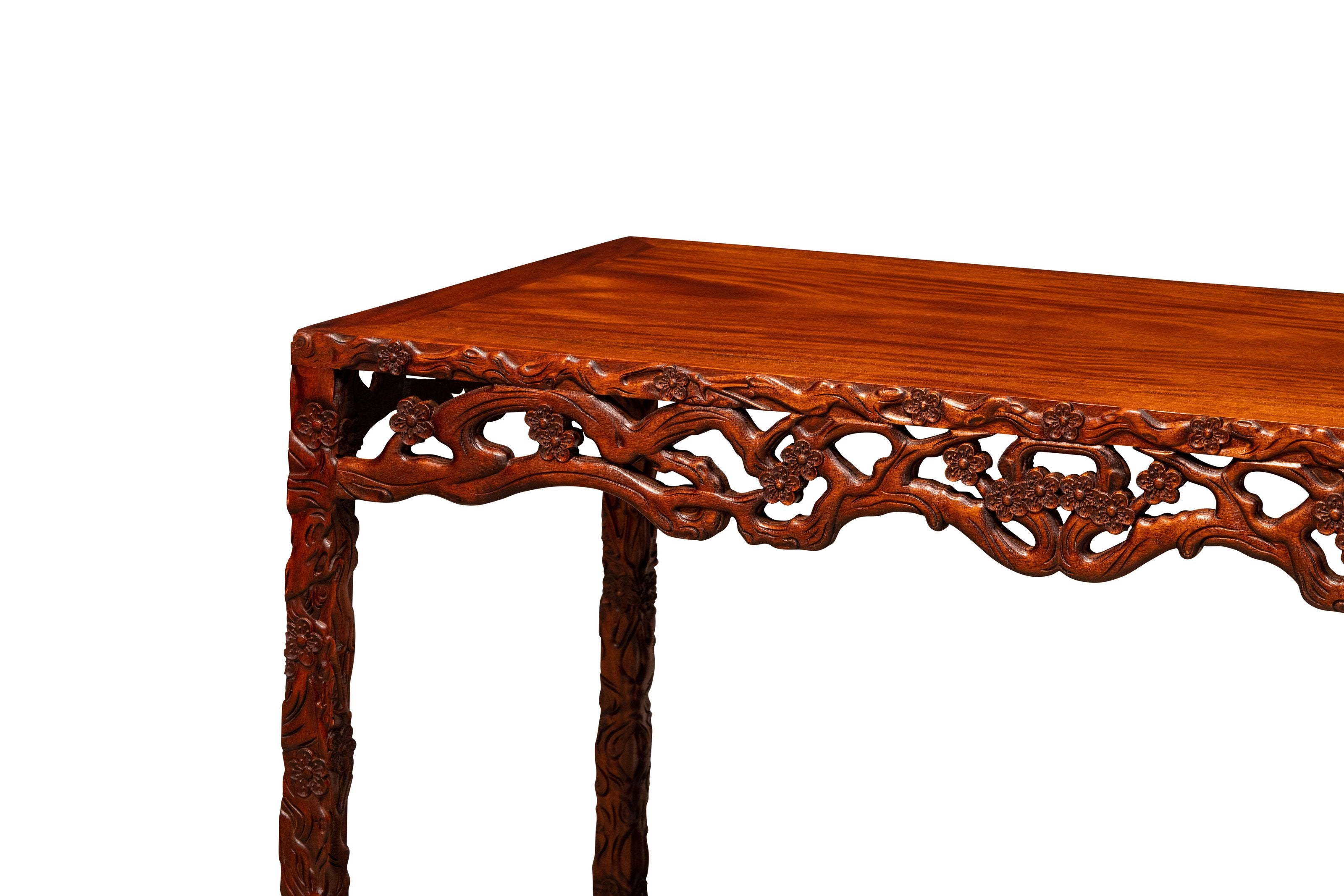 Rosewood plum blossom pattern four-sided flat table