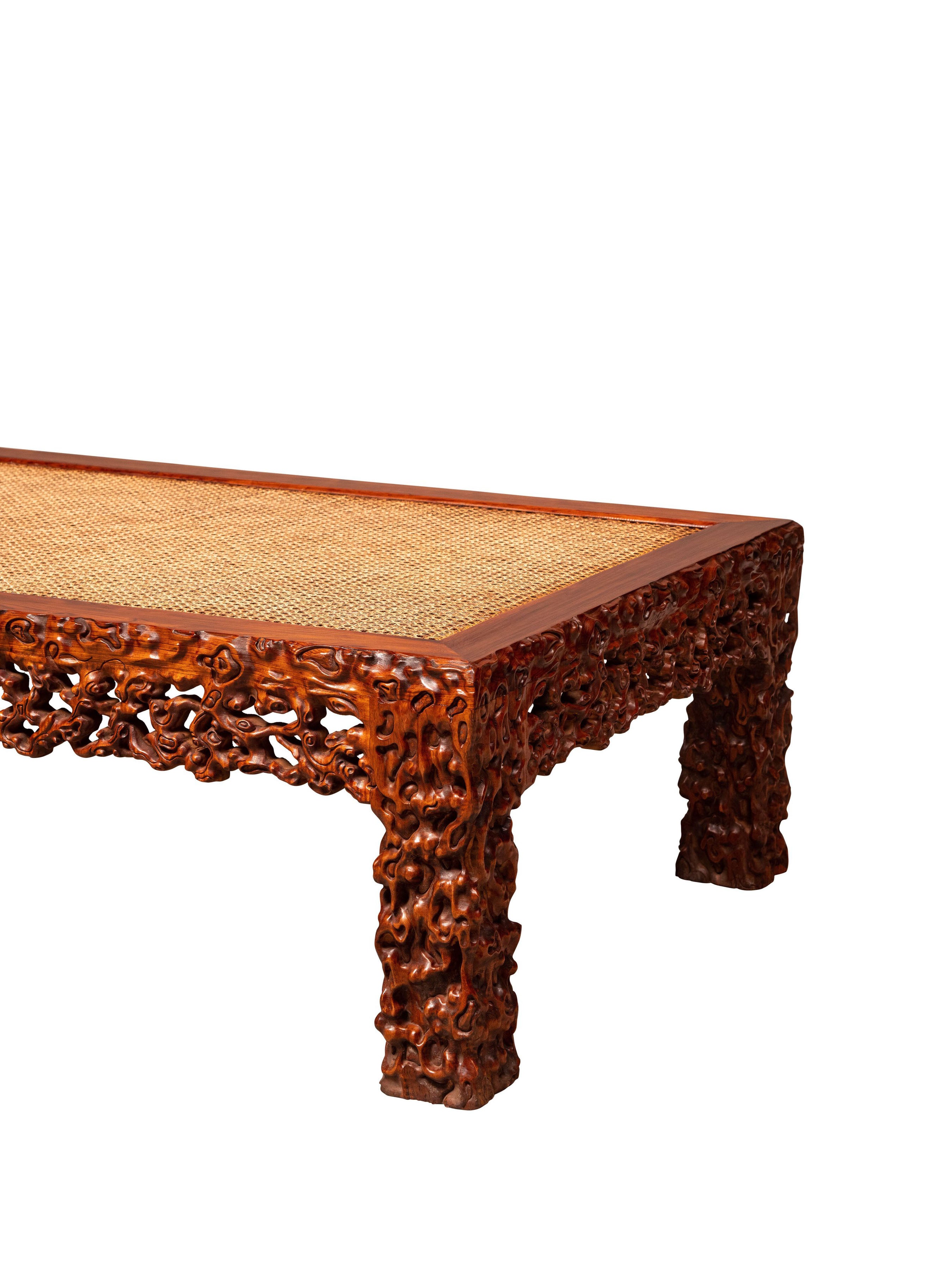 Huanghuali burl root pattern four-sided flat cooling mat