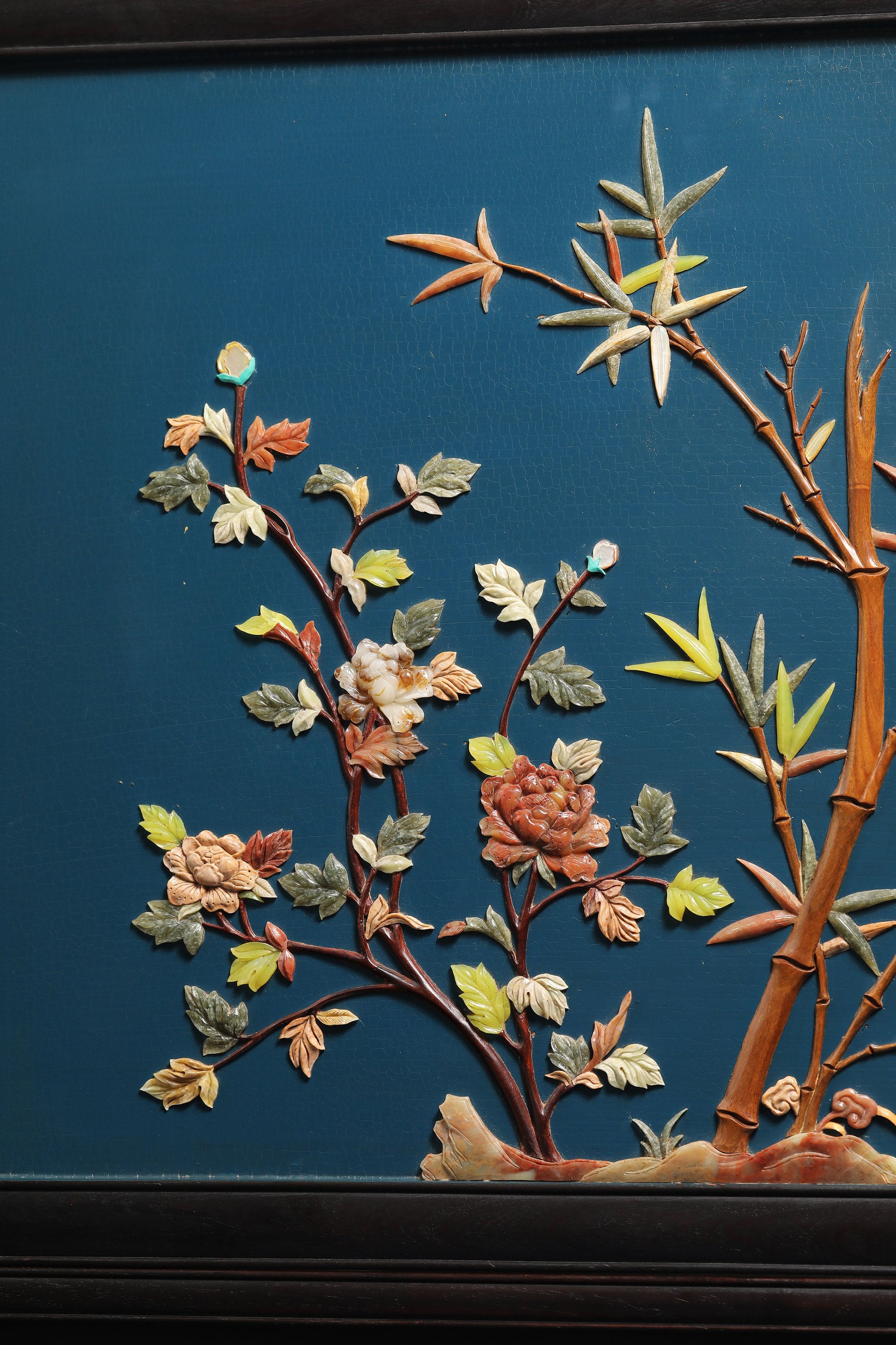 Rosewood Inlaid Flower and Bird Pattern Screen