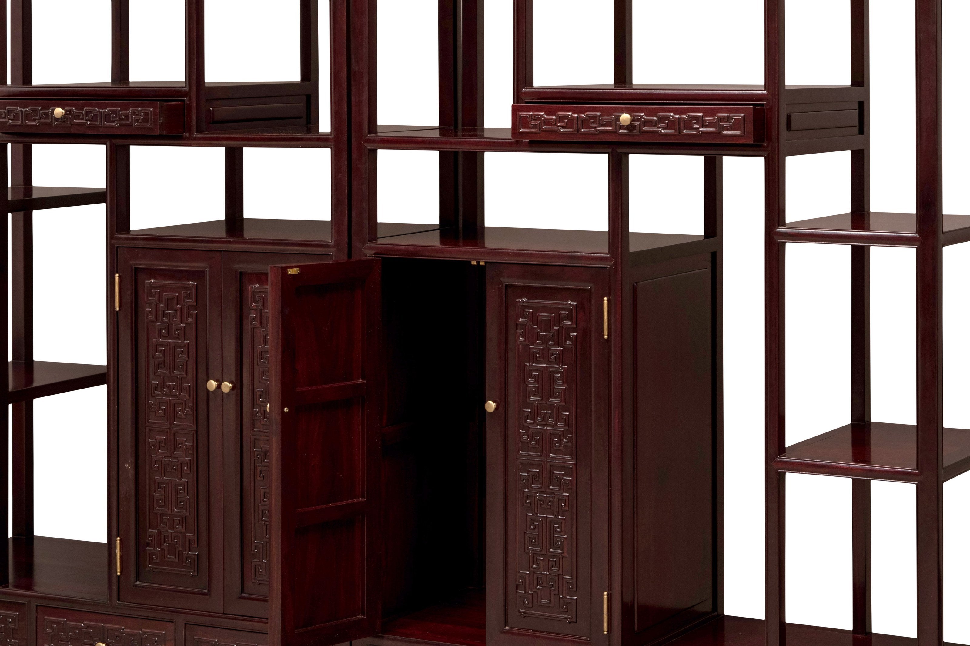 Zambian rosewood display shelf with fretwork pattern