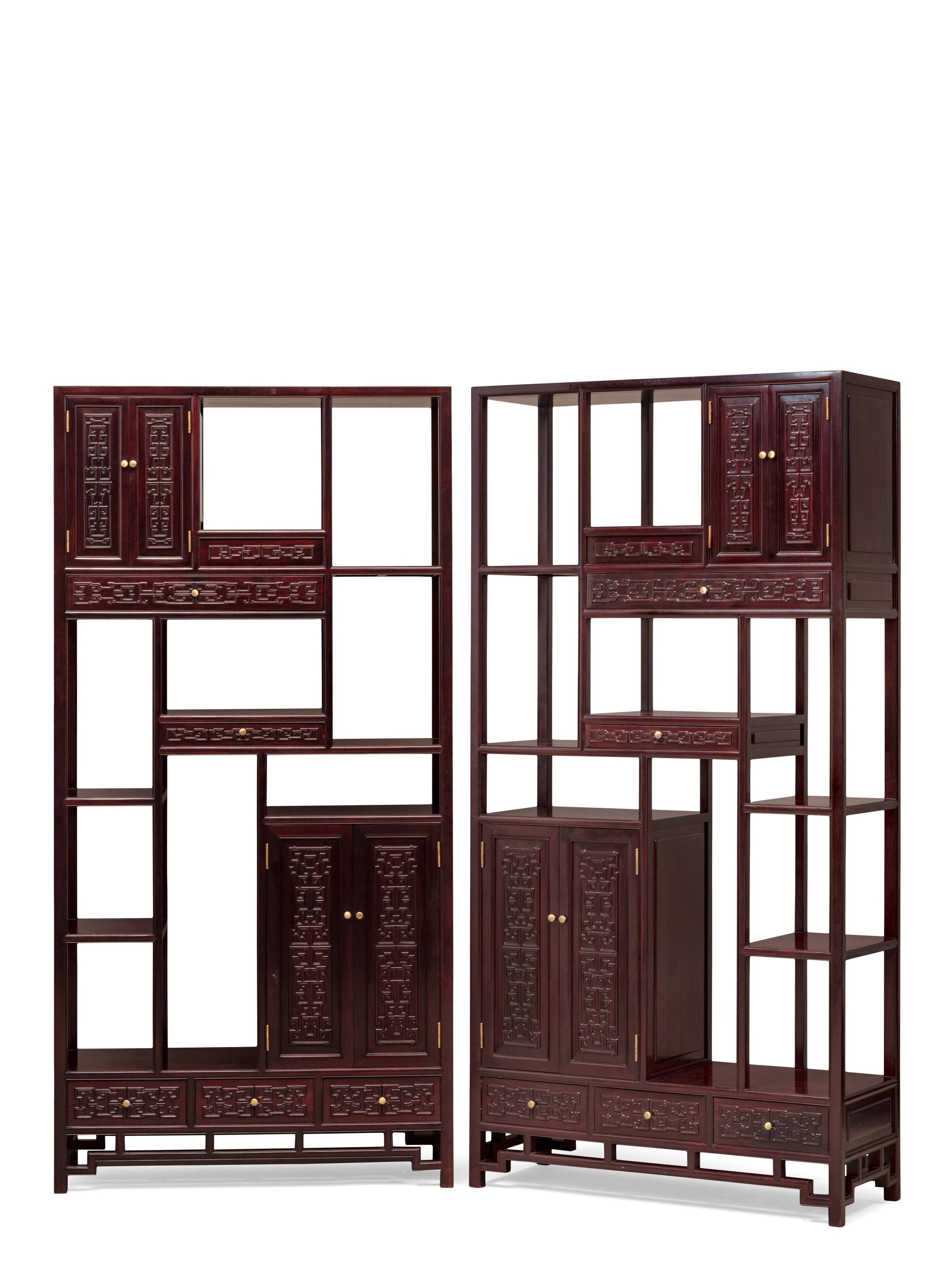 Zambian rosewood display shelf with fretwork pattern